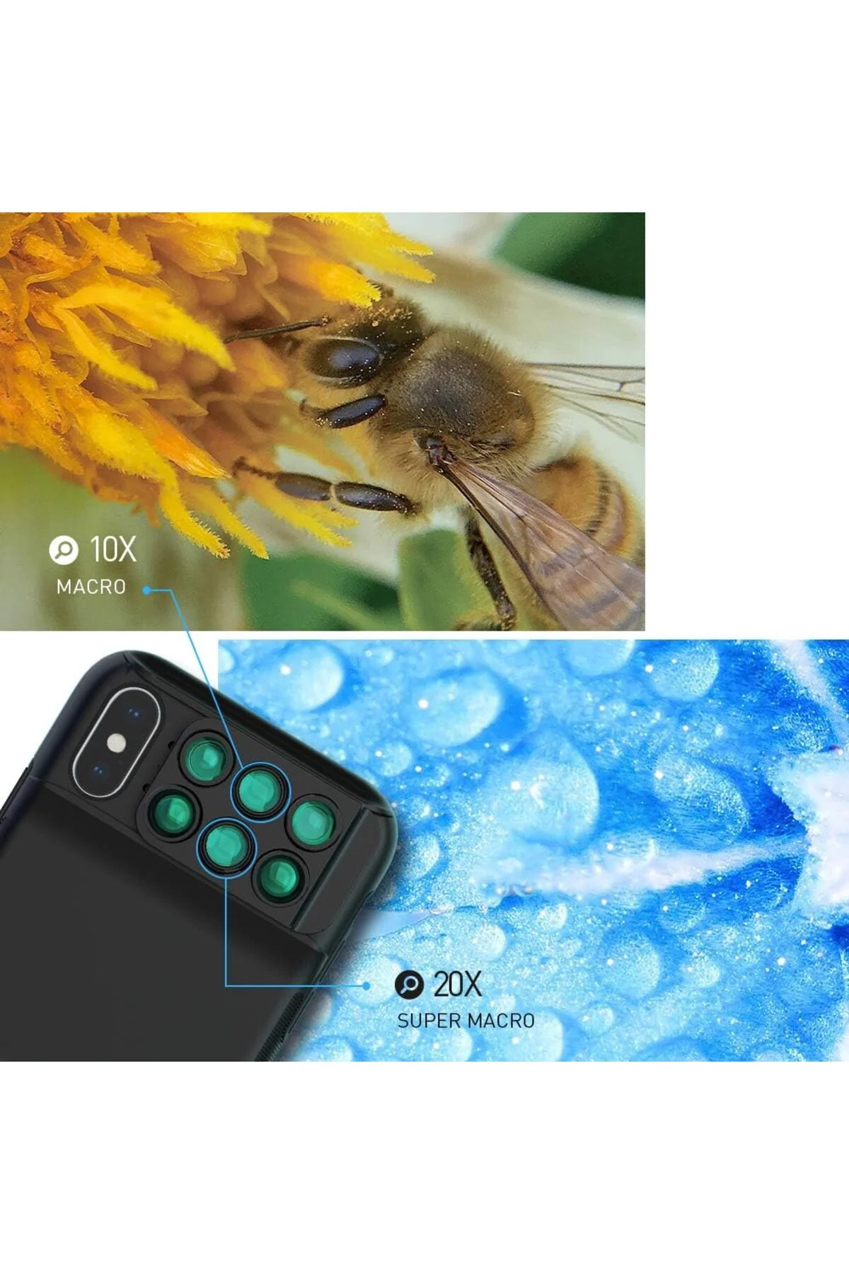 Apple Iphone Xs Max Için Lens Kılıfı: 6'sı 1 Arada Çift Optik Lens Kiti (180° Balık Gözü - Markacase Görsel 5