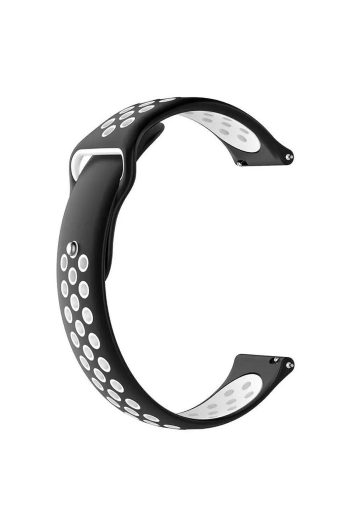 Samsung Gear S3 Classic Frontier Için Siyah Beyaz Spor Silikon Kordon