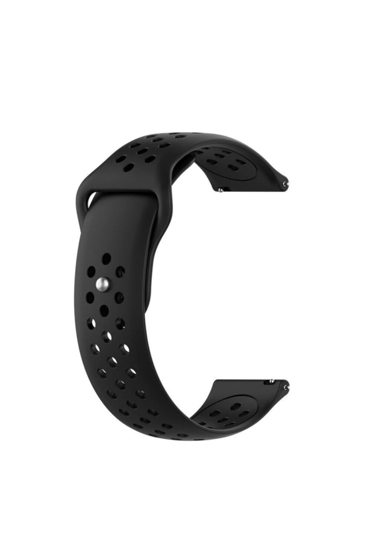 Samsung Gear Sport (SM-R600) Uyumlu Delikli Pimli Silikon Kordon Siyah