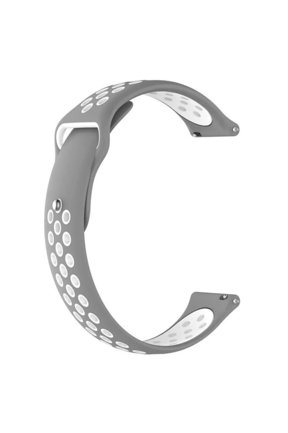 Huawei Watch Gt Için Delikli Silikon Kordon Gri Beyaz