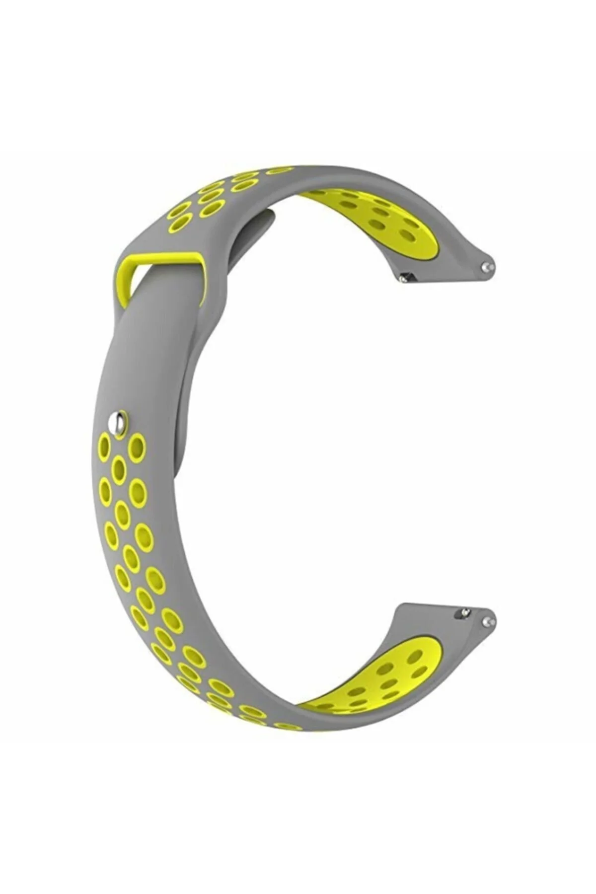 Amazfit Pace 2 Stratos Için Delikli Silikon Kordon Kayış Gri Sarı