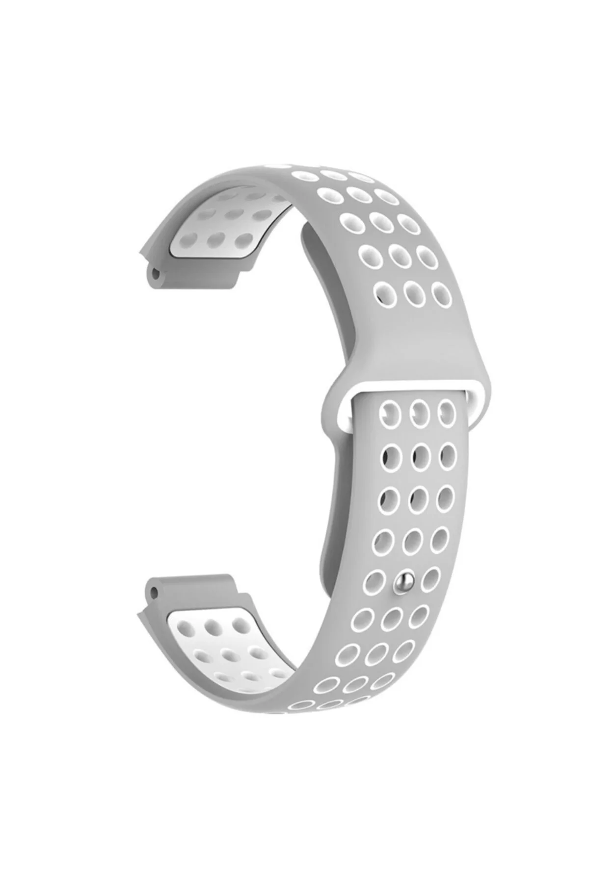 Garmin Forerunner 735xt Için Delikli Silikon Kordon Gri Beyaz
