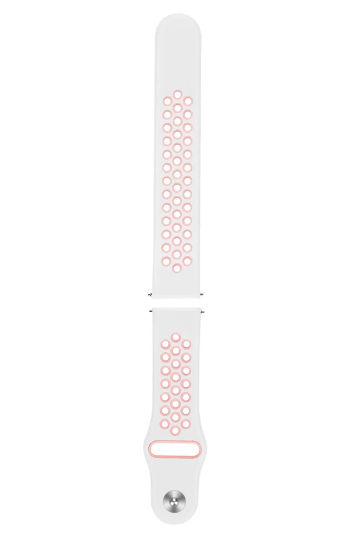Amazfit Gtr 47 Mm Lite Için Delikli Silikon Kordon Kayış Beyaz Pembe