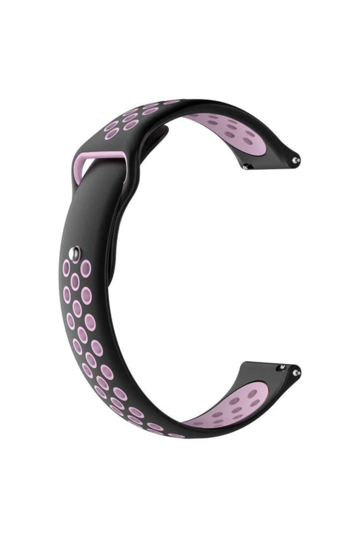 Samsung Galaxy Watch 3 41 Mm(Sm-r850) Için Delikli Silikon Kordon Siyah Pembe