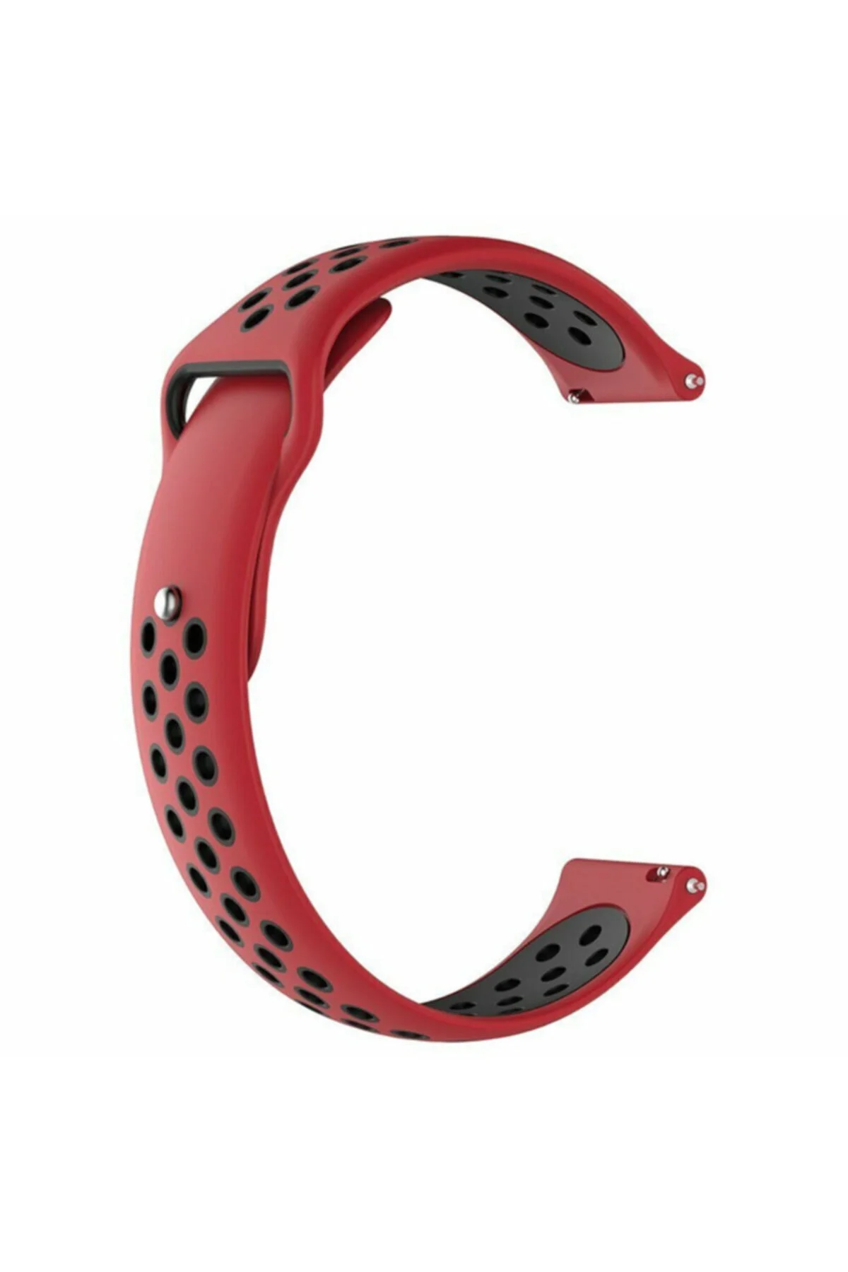 Amazfit Bip S Için Delikli Silikon Kordon Kırmızı Siyah