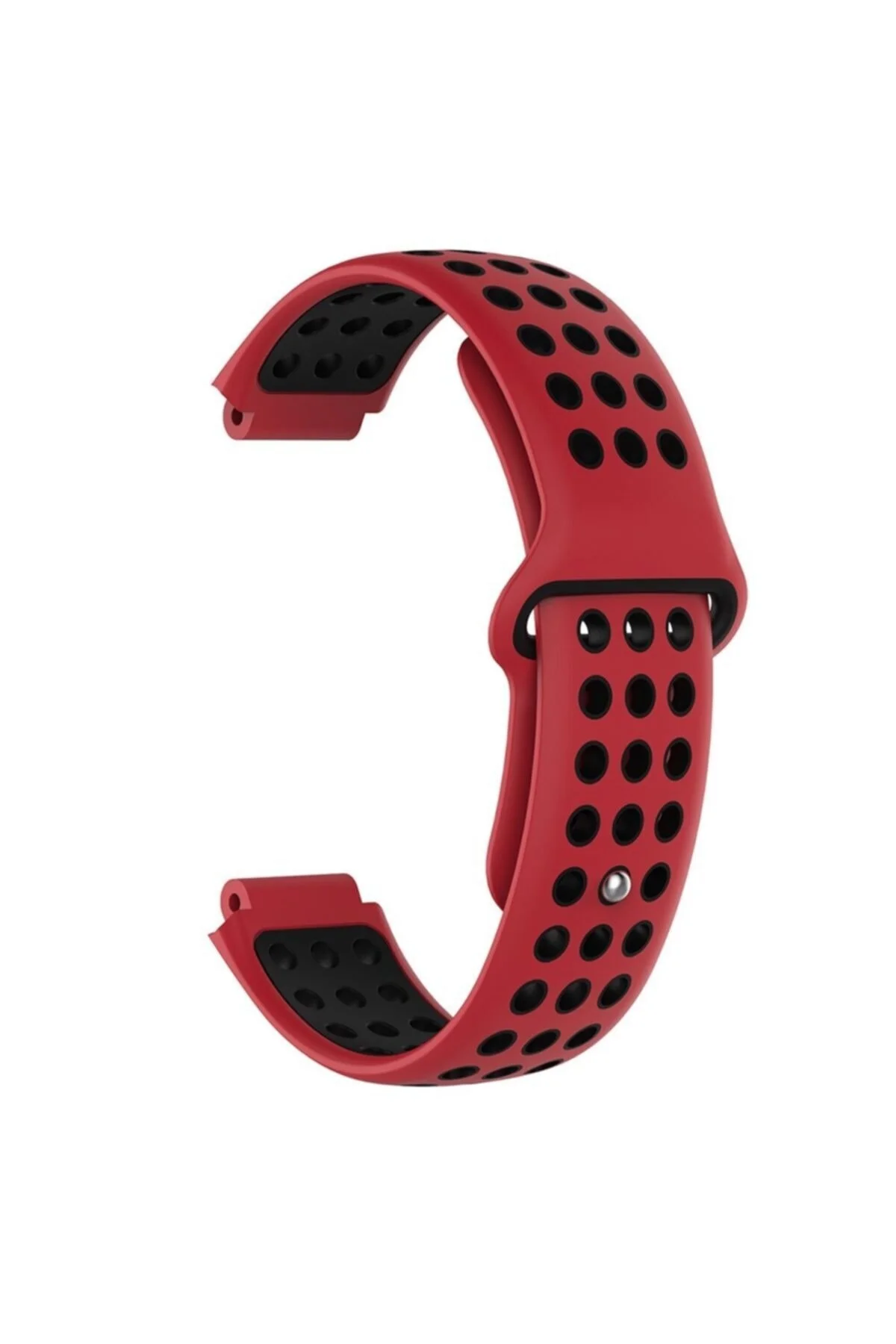 Garmin Forerunner 235 Için Delikli Silikon Kordon Kırmızı Siyah