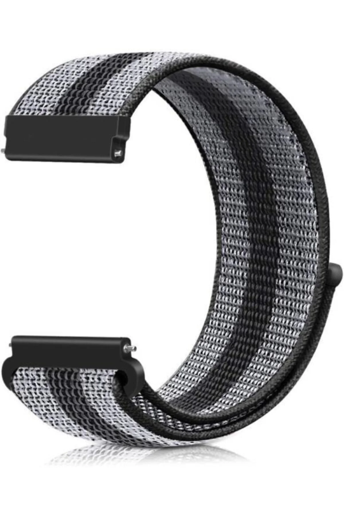 Samsung Gear Sport (SM-R600) Uyumlu Dokuma Pimli Kordon Siyah Çizgili