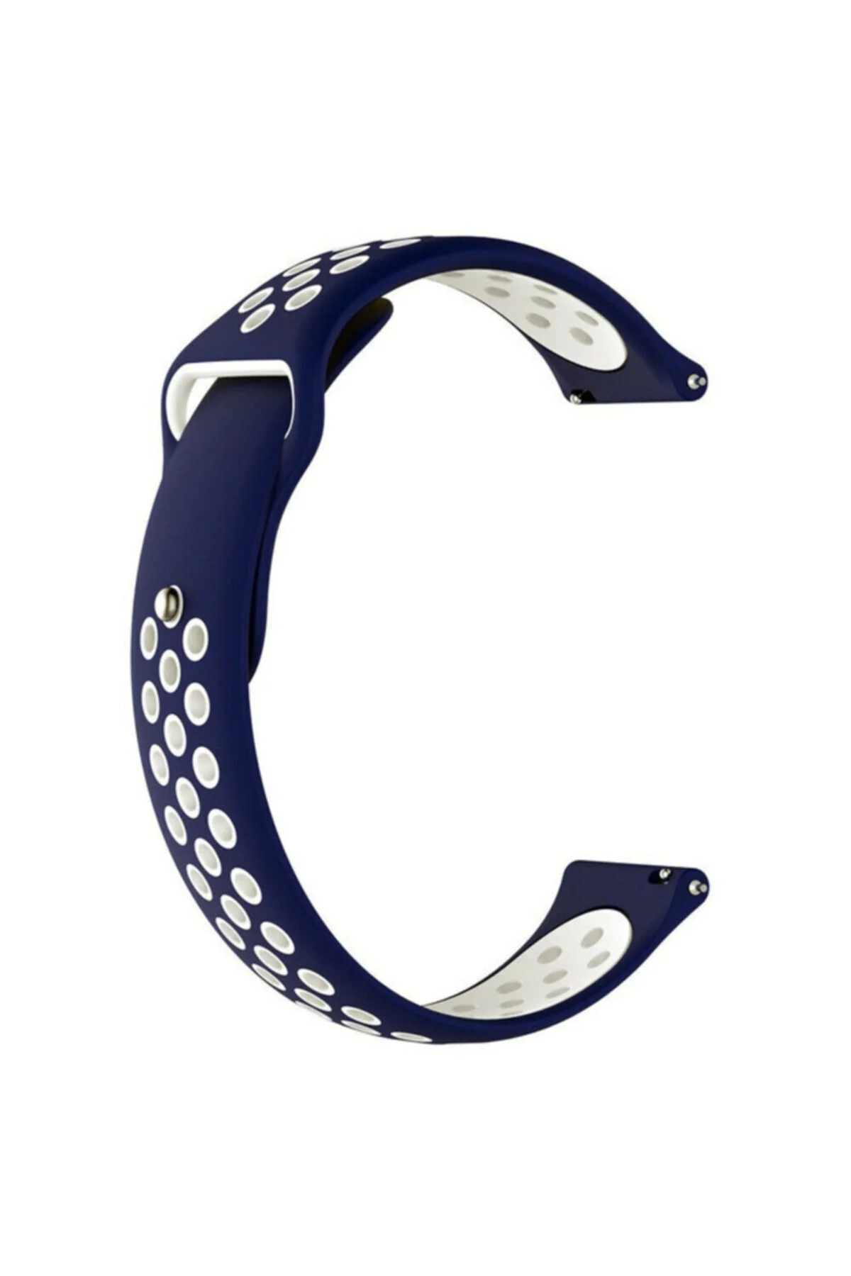 Amazfit Bip Uyumlu Delikli Silikon Kordon Lacivert Beyaz