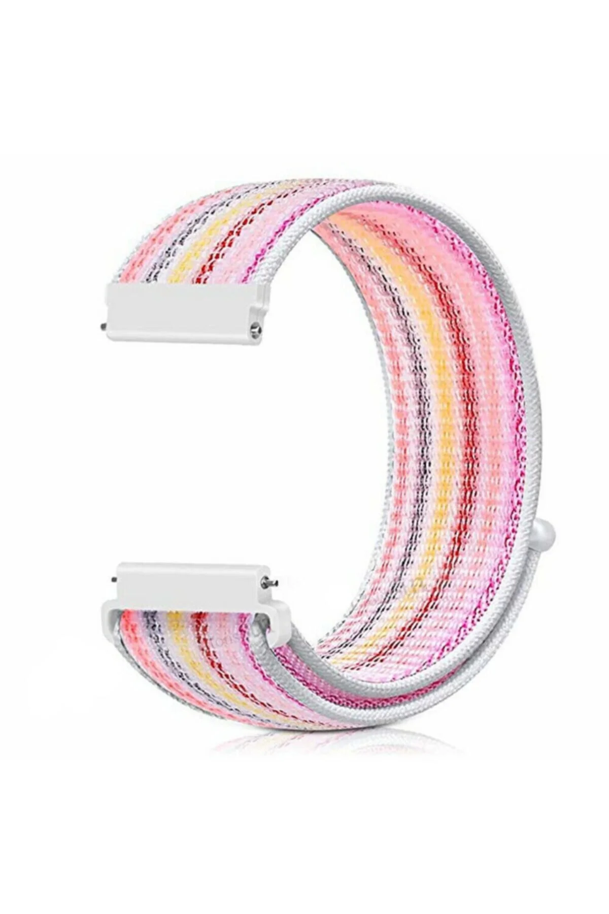 Samsung Galaxy Watch 46 Mm(Sm-r800) Için Dokuma Kordon Pembe Gökkuşağı