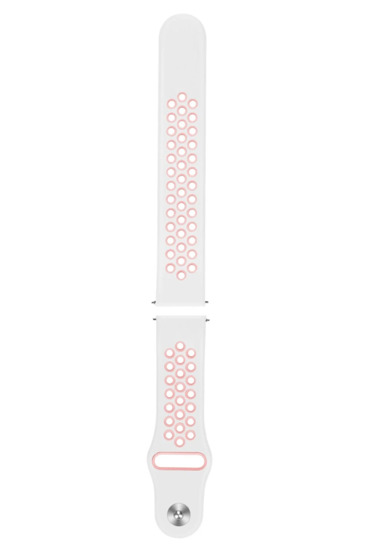 Galaxy Active 2 40 Mm(Sm-r830) Için Delikli Spor Silikon Kordon Beyaz Pembe