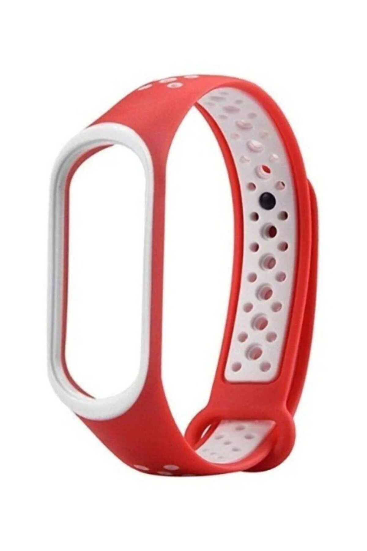 Xiaomi Mi Band 3 Için Delikli Kırmızı Beyaz Silikon Kordon