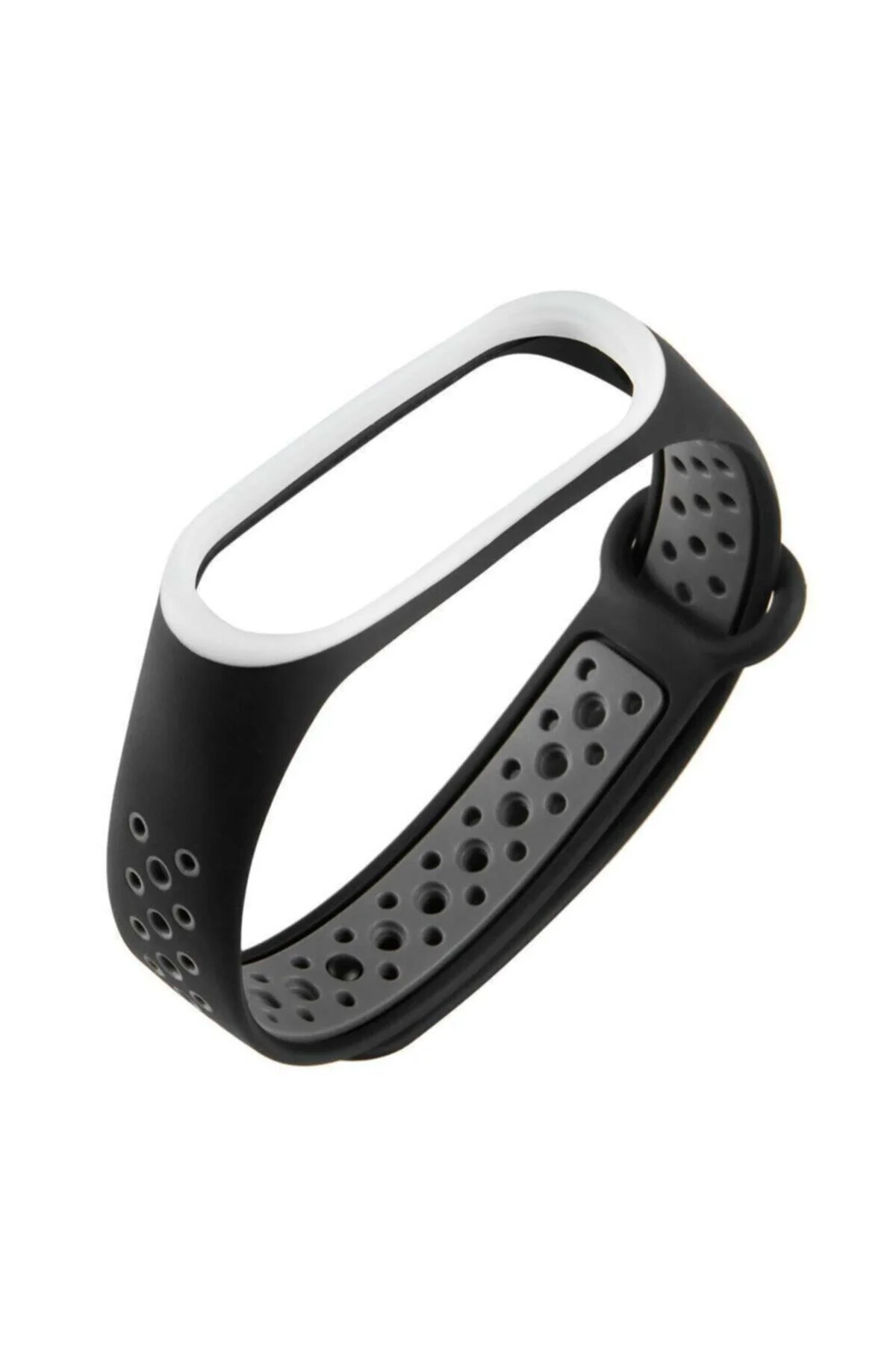 Xiaomi Mi Band 3 Için Delikli Silikon Kordon Siyah Gri