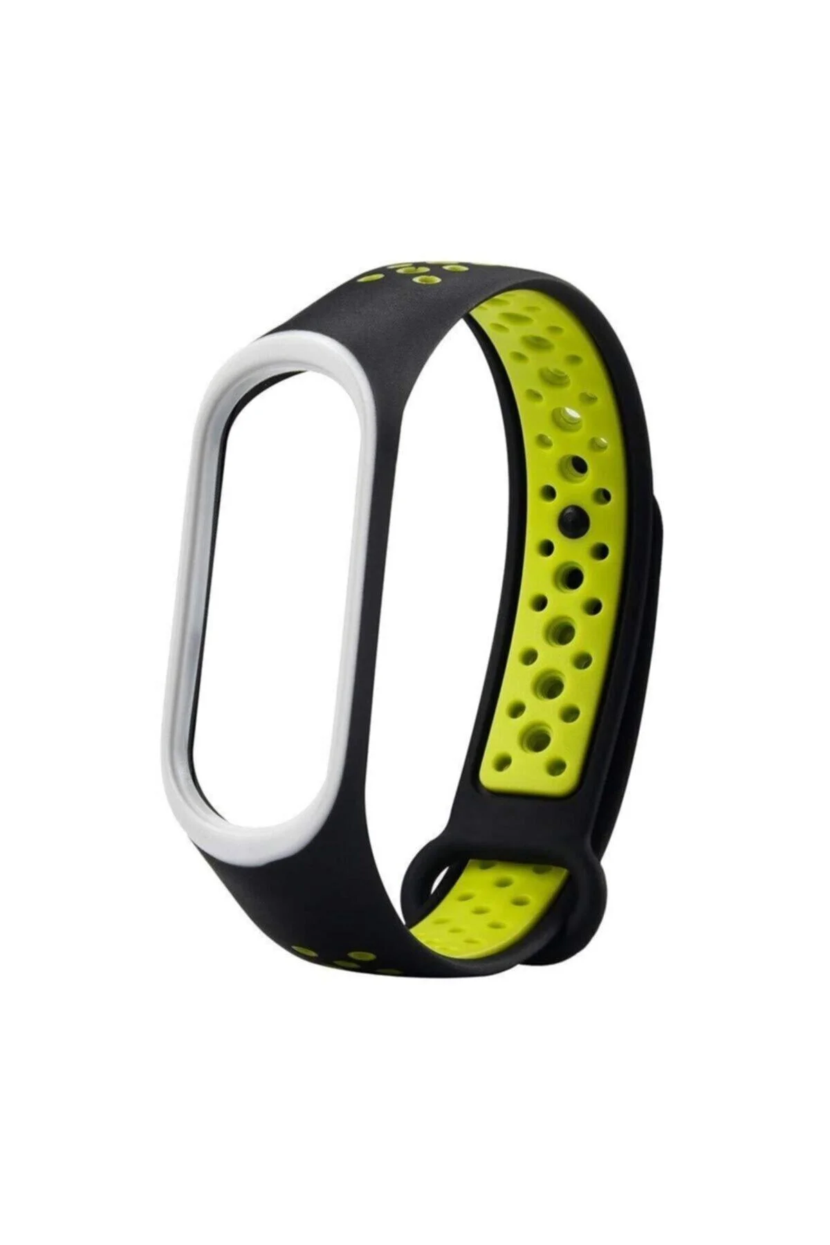 Xiaomi Mi Band 3 Için Delikli Silikon Kordon Siyah Sarı