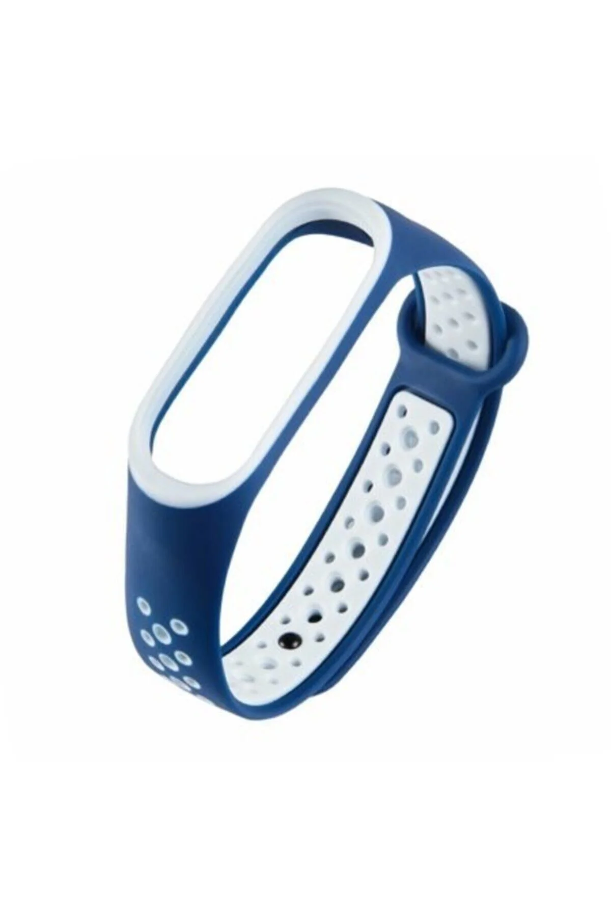 Xiaomi Mi Band 4 Için Delikli Silikon Kordon Lacivert Beyaz