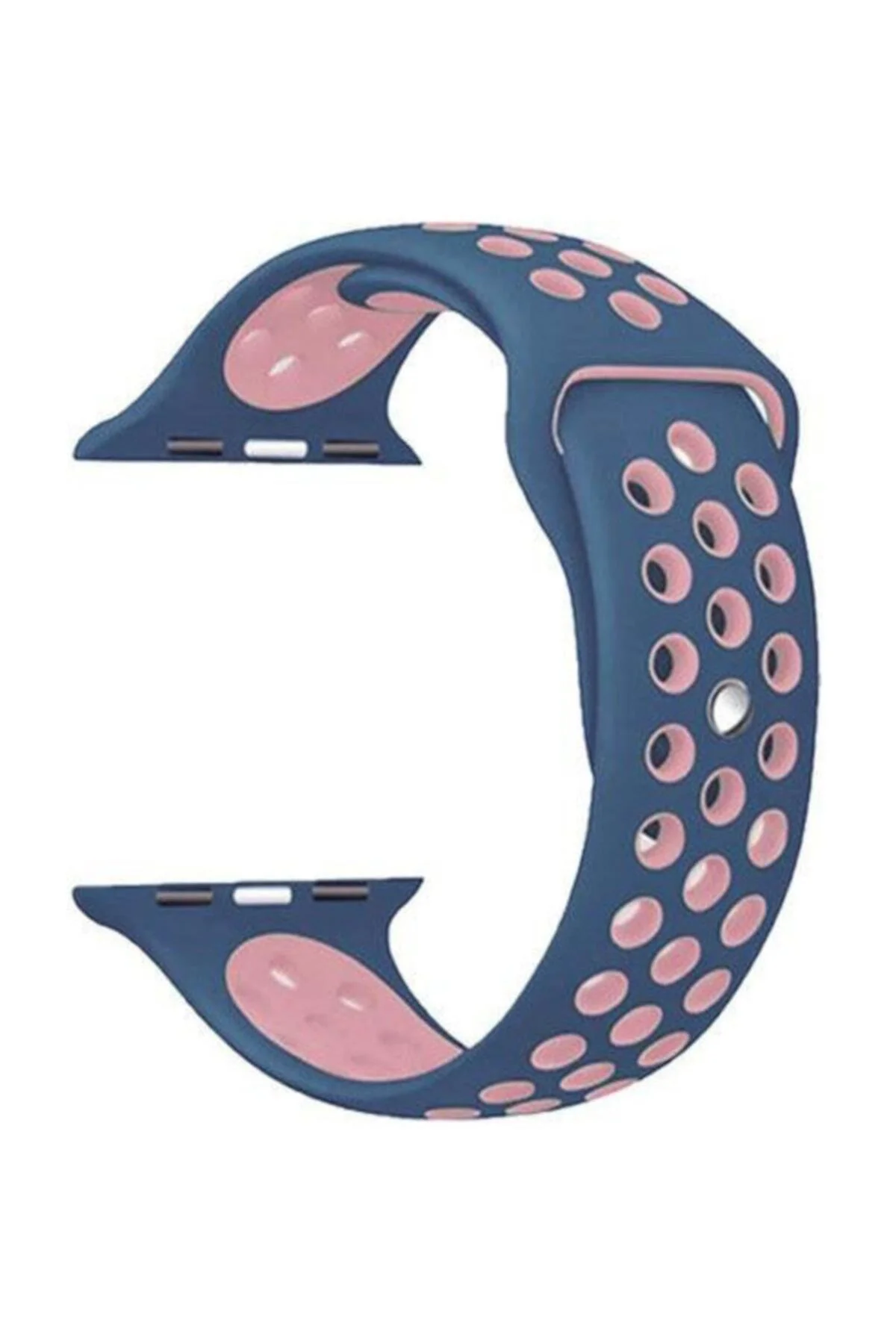 Apple Watch Seri 1 2 3 38 mm Uyumlu Mavi Pembe Small Beden Delikli Silikon Kordon