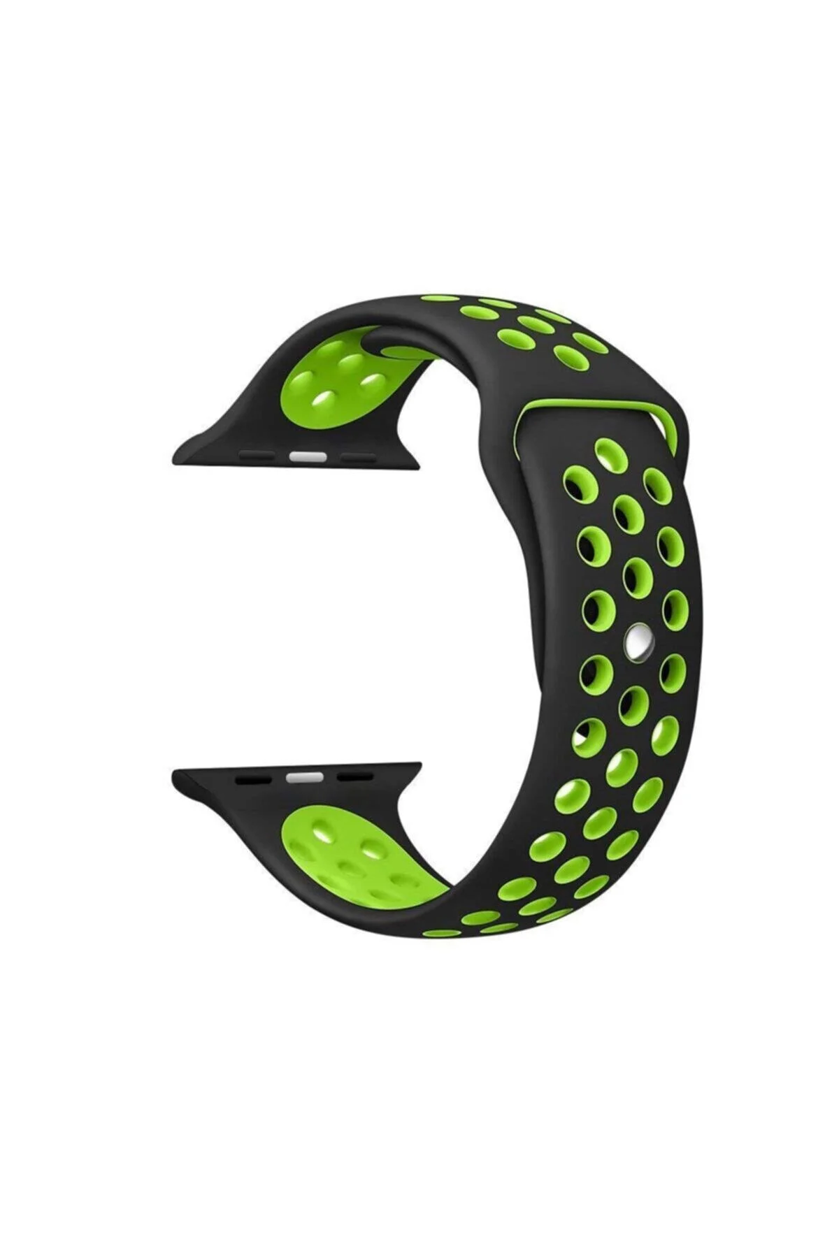 Apple Watch Seri 1 2 3 38 Mm Için Siyah Yeşil Small Beden Delikli Silikon Kordon
