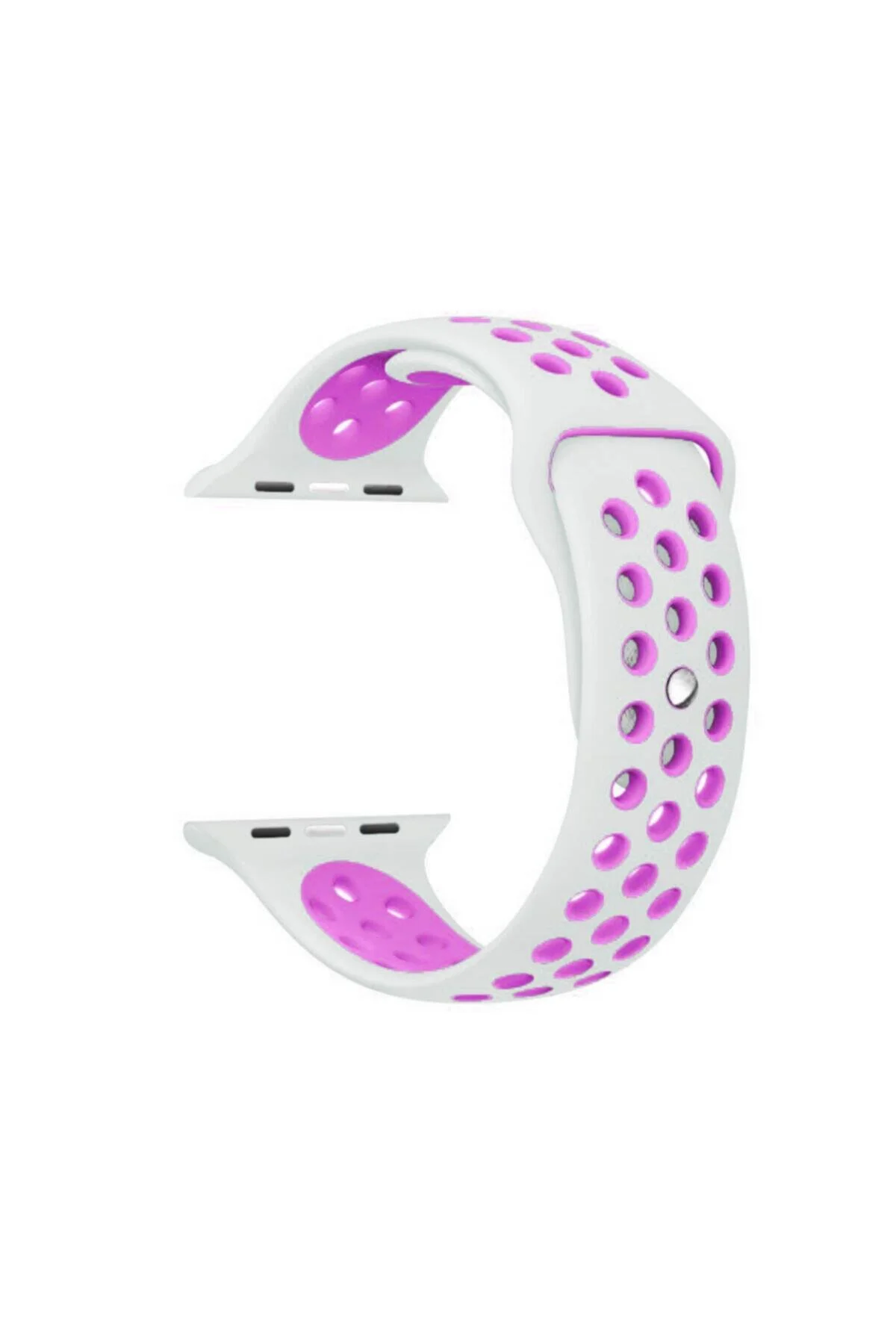 Unisex Beyaz Mor Apple Watch Seri 1 2 3 38 Mm Delikli Silikon Kordon S