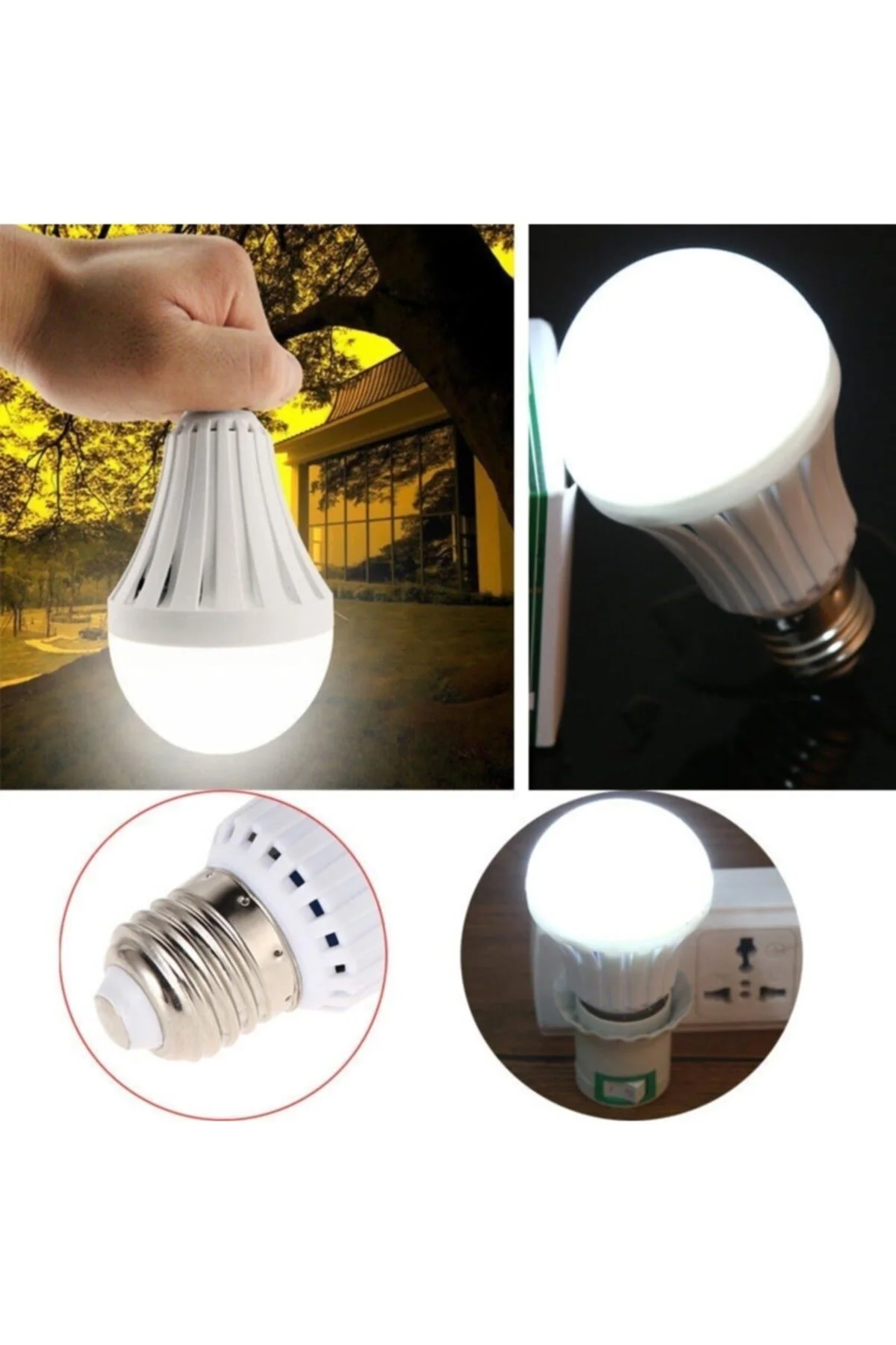 9 Watt Şarjlı Led Ampul Seyyar Askı Aparatlı Ampul 4 Adet - Firsat Ayi Görsel 2