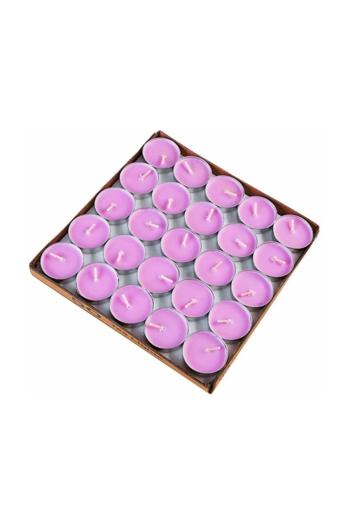 50 Adet Tealight Pembe Mum - Uzun Süre Yanma Garantili Dekoratif Tea Light Mum