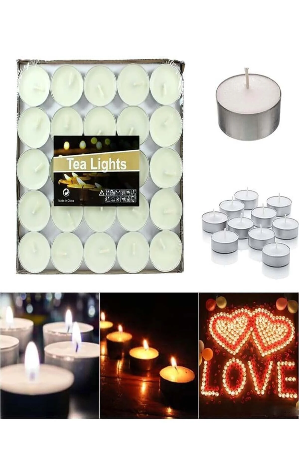 Beyaz Tealight Mum 50' Li - pazariz Görsel 2