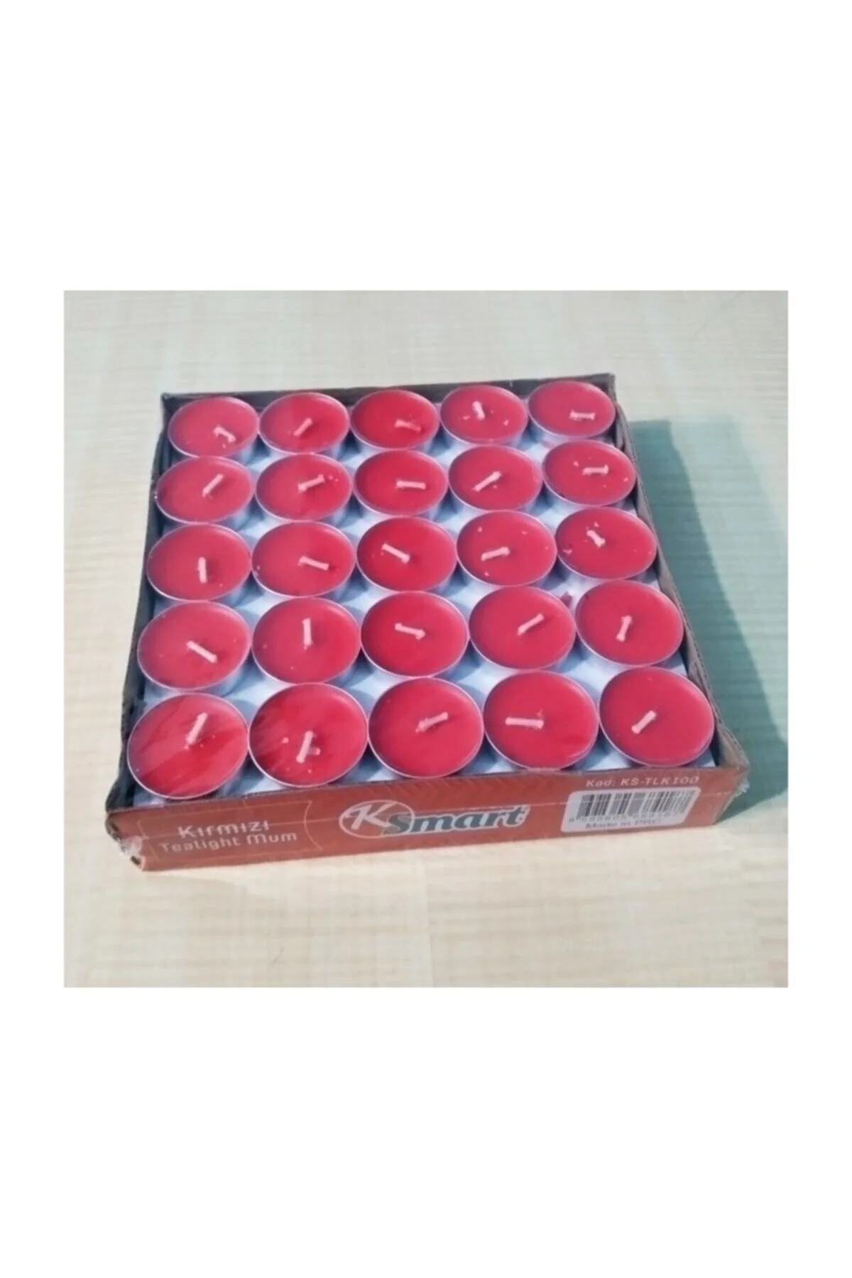 Dekoratif Küçük Kırmızı Mum Tea Light 100'lü