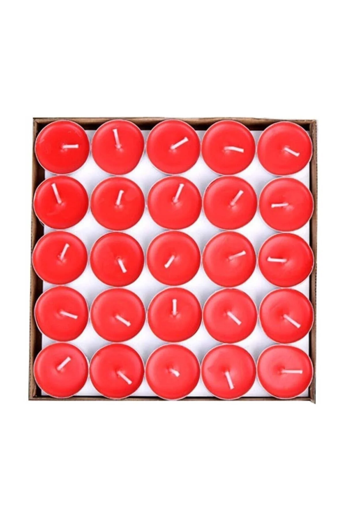 50 Adet Tealight Kırmızı Mum - Uzun Süre Yanma Garantili Dekoratif Tea Light Mum