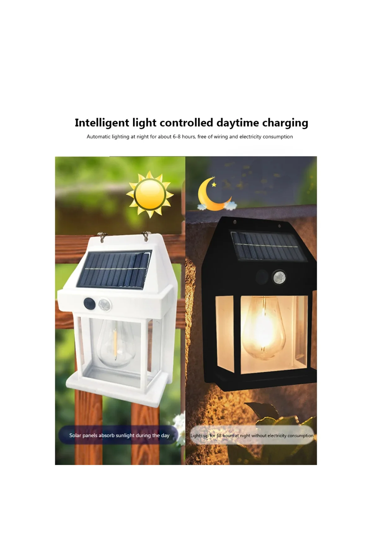 Solar Enerjili Led Bahçe Aydınlatması Su Geçirmez Lamba Bahçe Garaj Ev Aydınlatma Siyah 1 Ad - pazariz Görsel 4