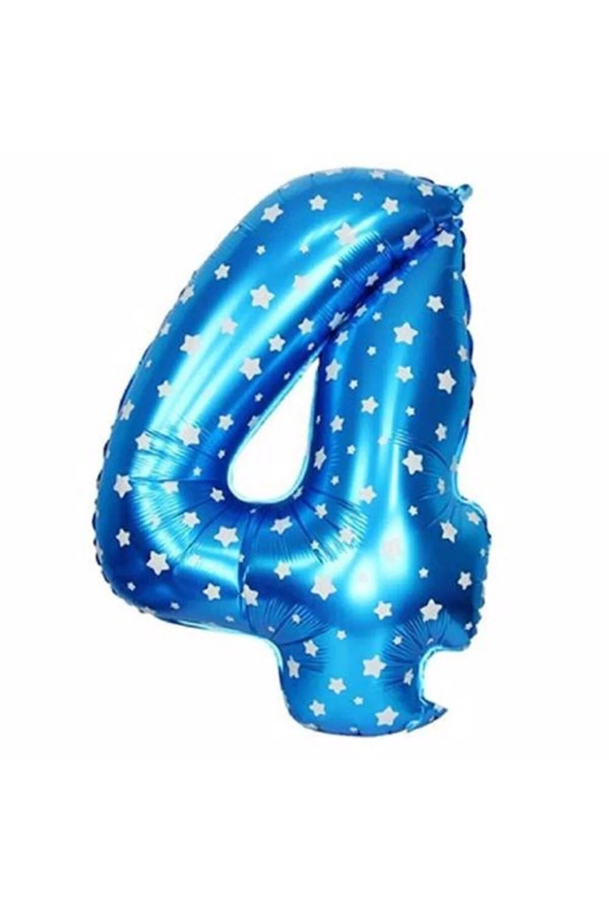 4 Rakam Mavi Yıldızlı Folyo Balon 100 Cm
