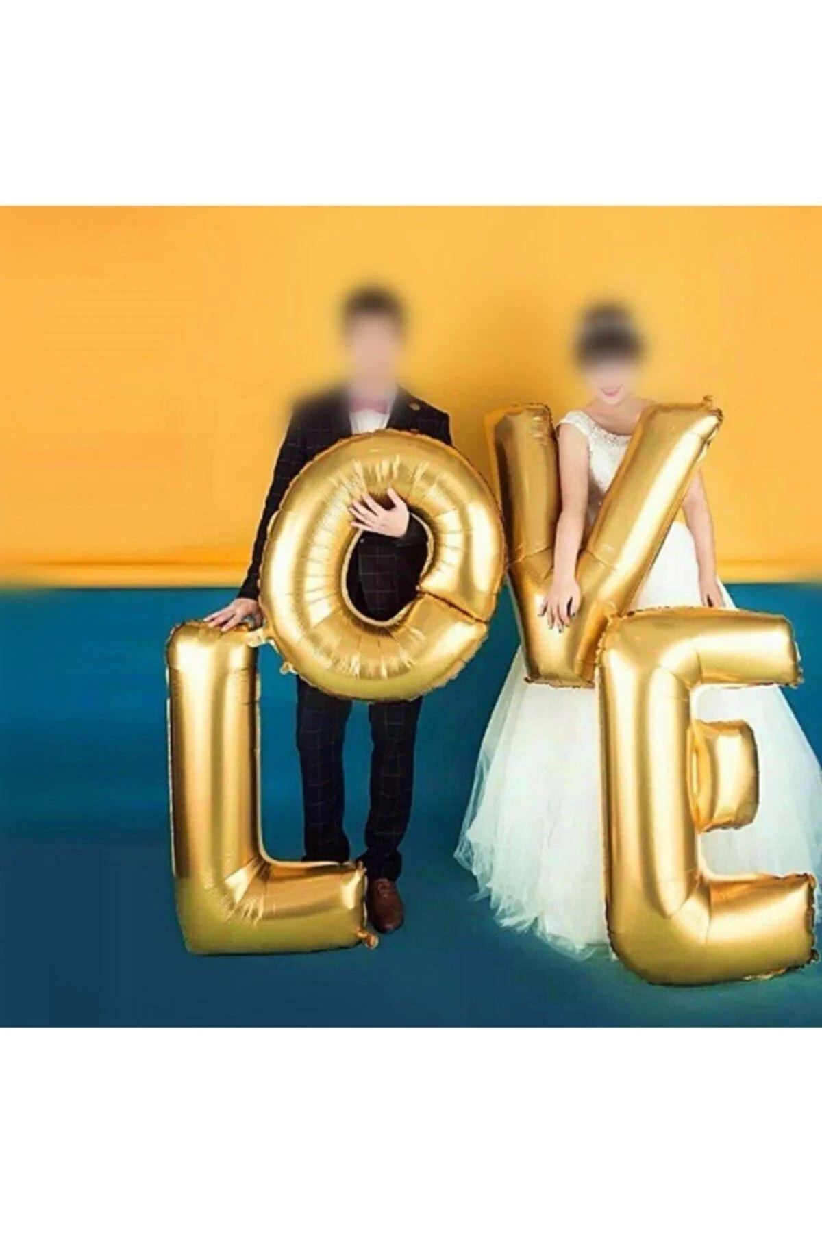 Fırsat Ayı Büyük Boy 4 Adet 75 Cm. Gold Rengi Love Aşk Folyo Balon Cin124 - Firsat Ayi Görsel 3