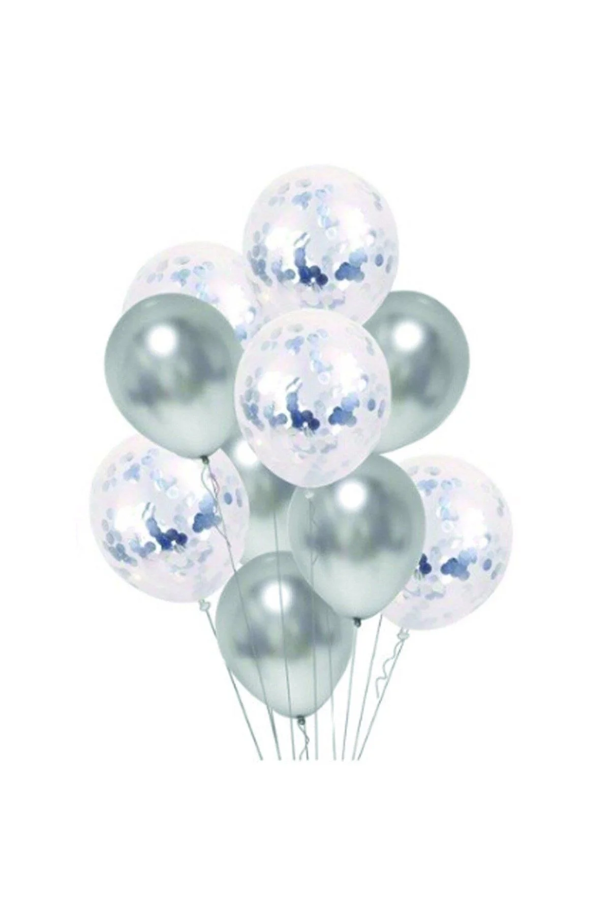 Gümüş Krom Konfetili Balon