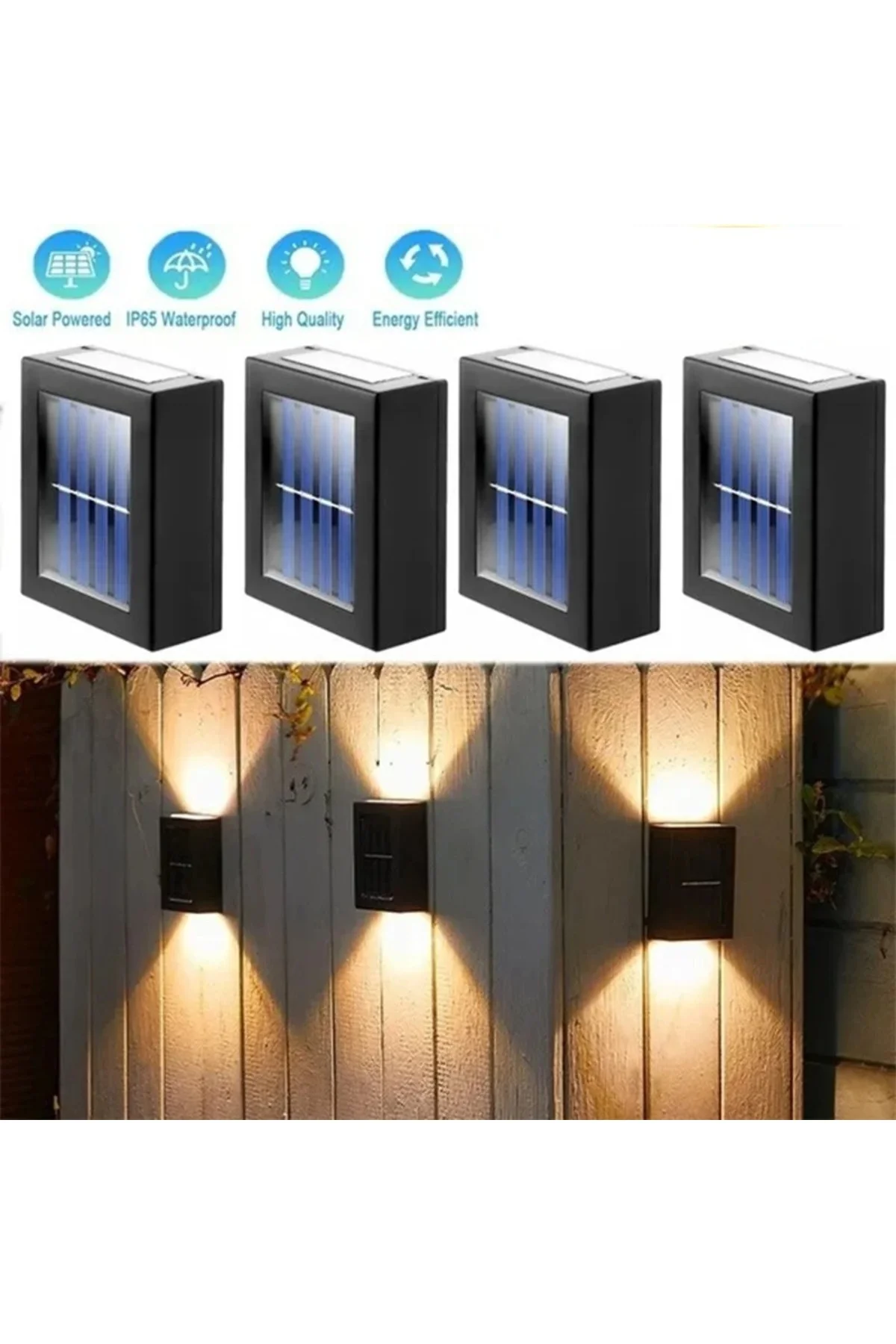 Güneş Enerjili Solar Lamba Aplik Led Teras Bahçe Veranda Çift Taraflı 1 Adet - pazariz Görsel 5