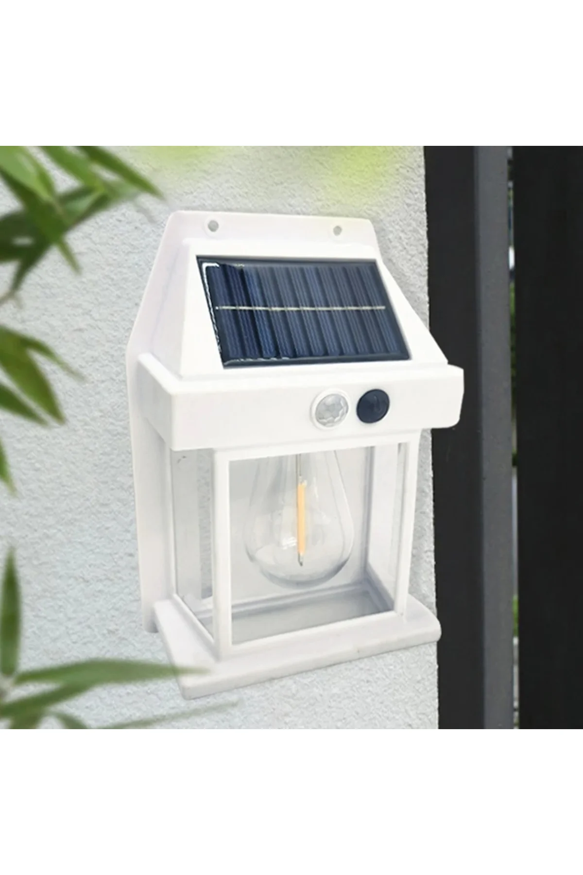 Güneş Enerjili Hareket Sensörlü Rustik Ampül Duvar Lambası Aydınlatma Aplik Işık Beyaz 1 Ad - pazariz Görsel 2