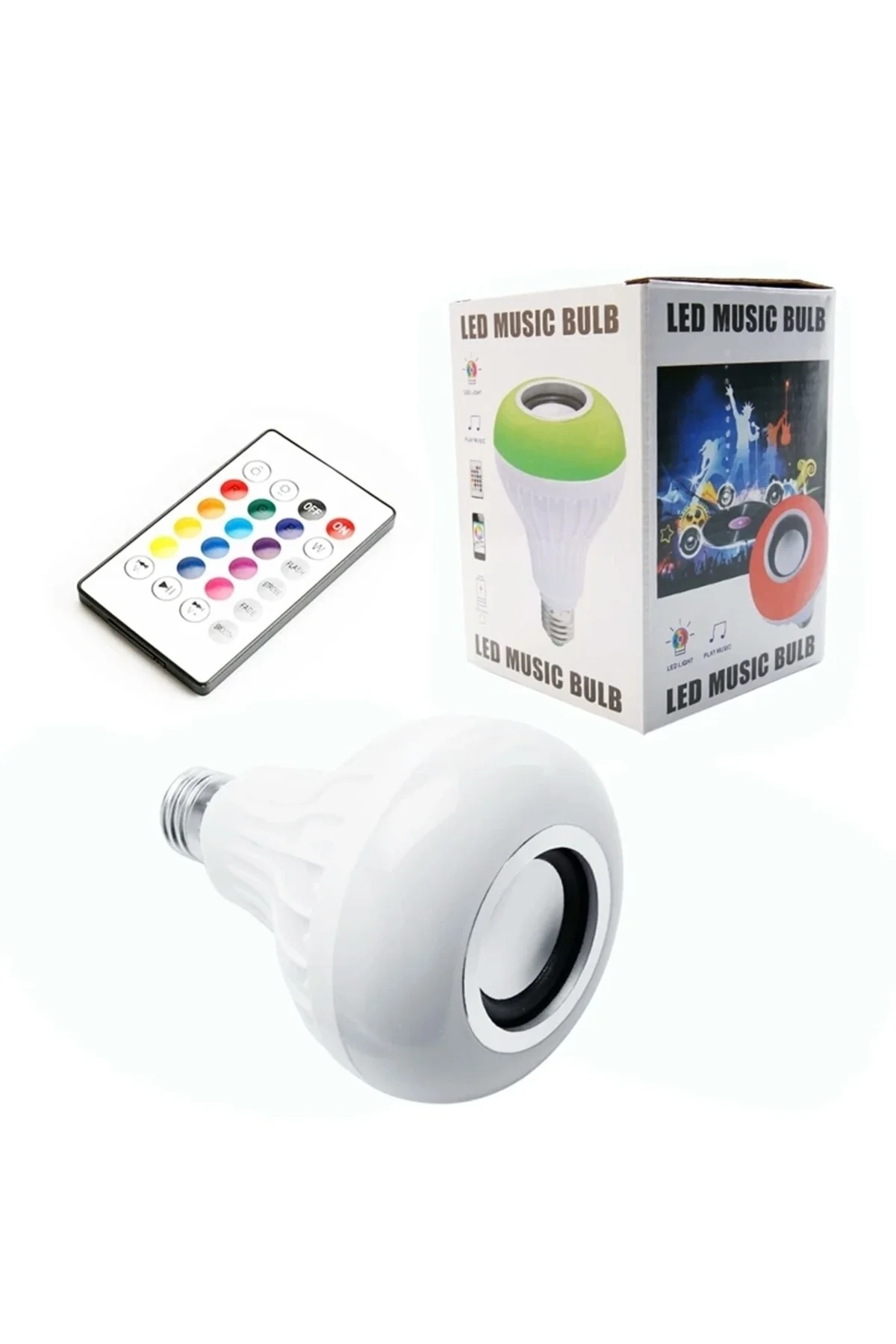 Bluetooth Hoparlör Akıllı Led Ampul 13 Renkli 4 Ktli Kumandalı