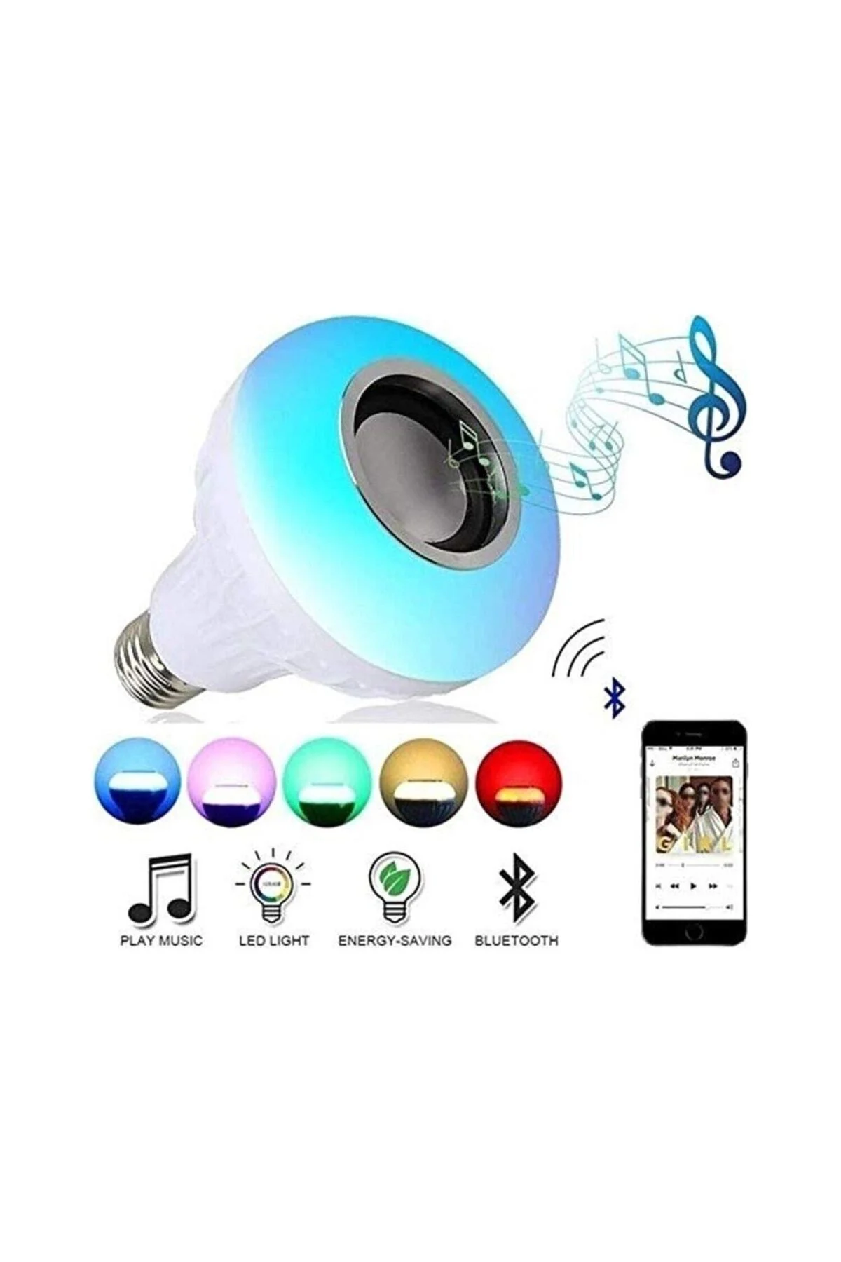 Bluetoothlu Renk Değiştiren Hoparlör Ampul - Xnews Görsel 3