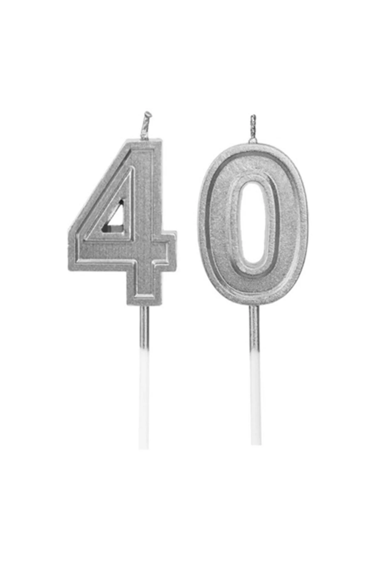40 Yaş Gümüş Rakam Mum