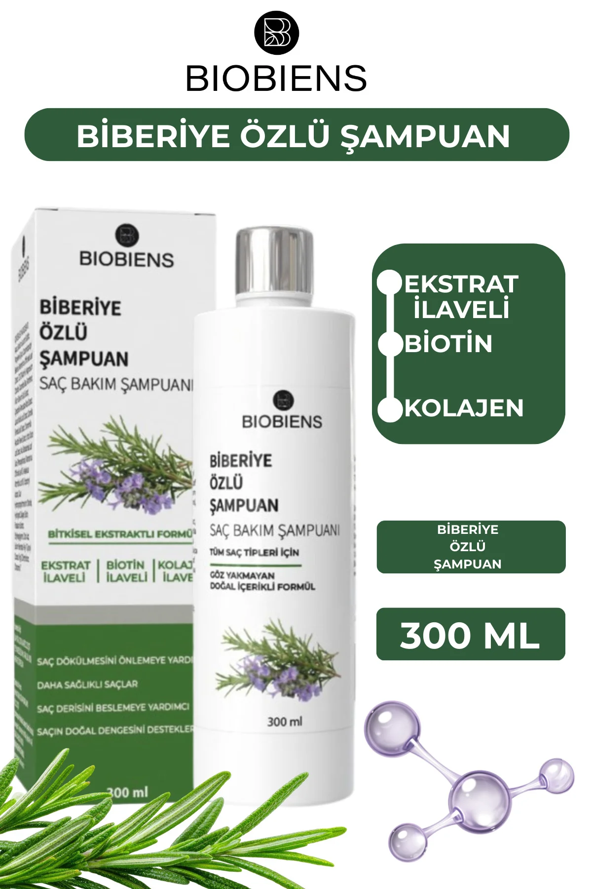 Biberiye Şampuan 300 ML - Biobiens Görsel 2