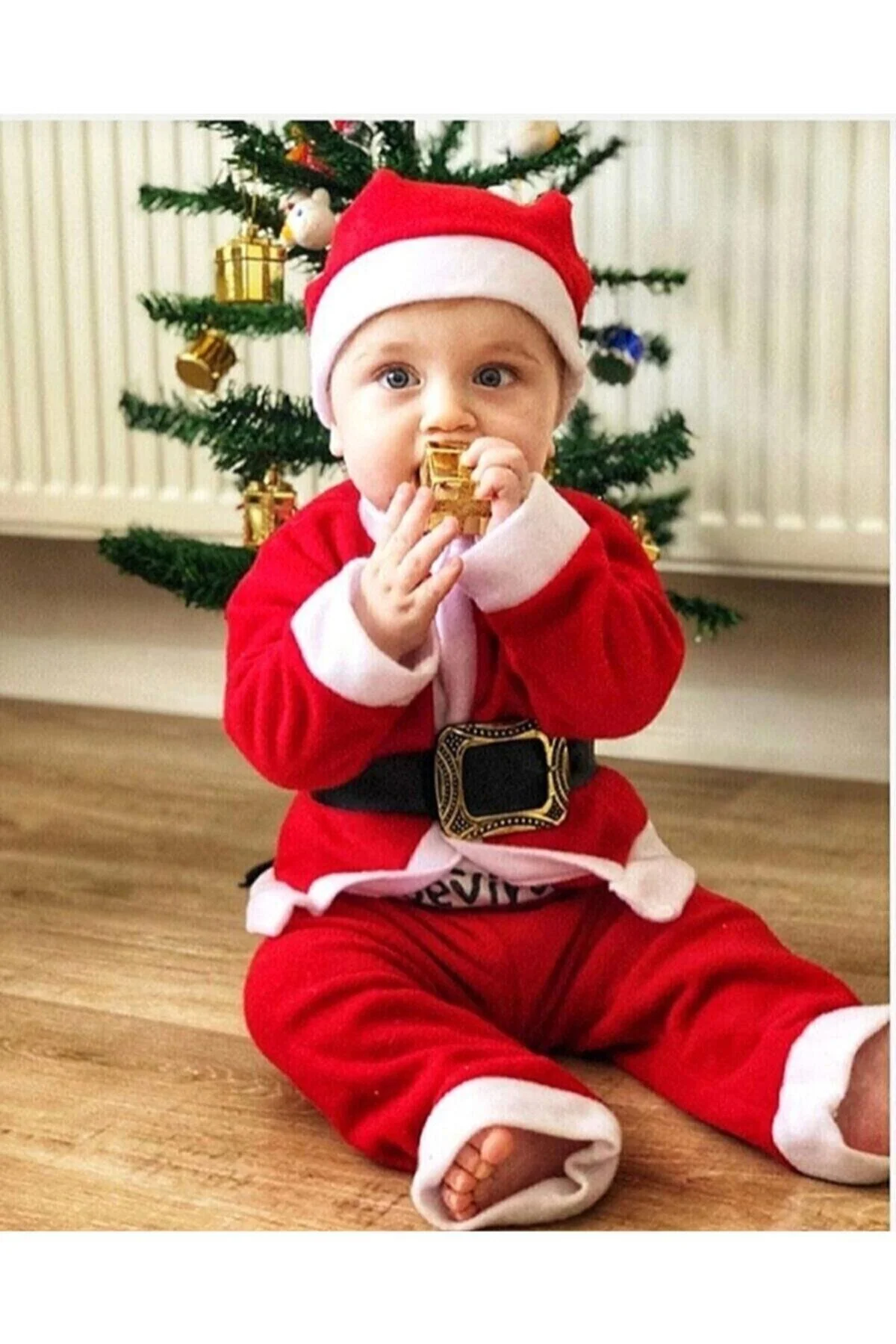Pembecin Noel Baba Kostümü Kemerli Takım