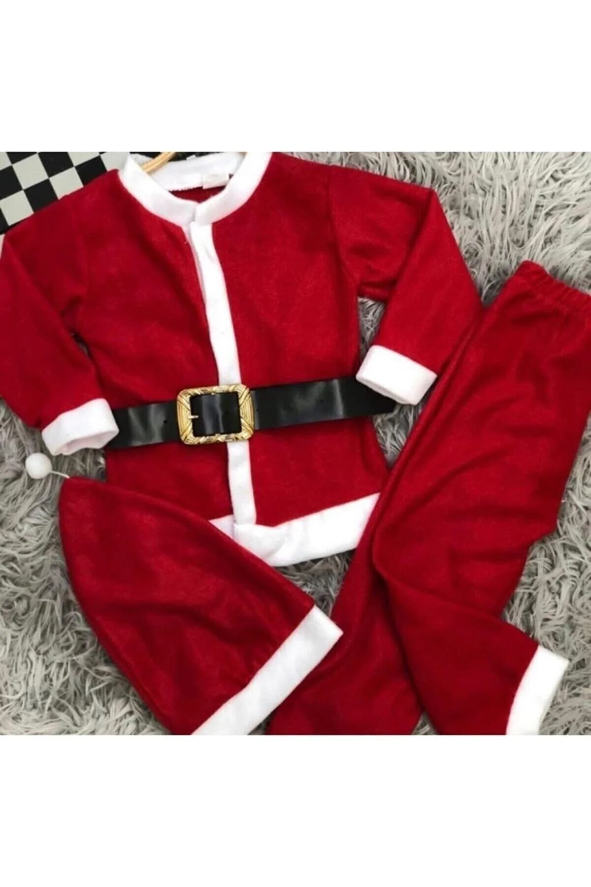 Pembecin Noel Baba Şapkalı Unisex Yılbaşı Kostümü