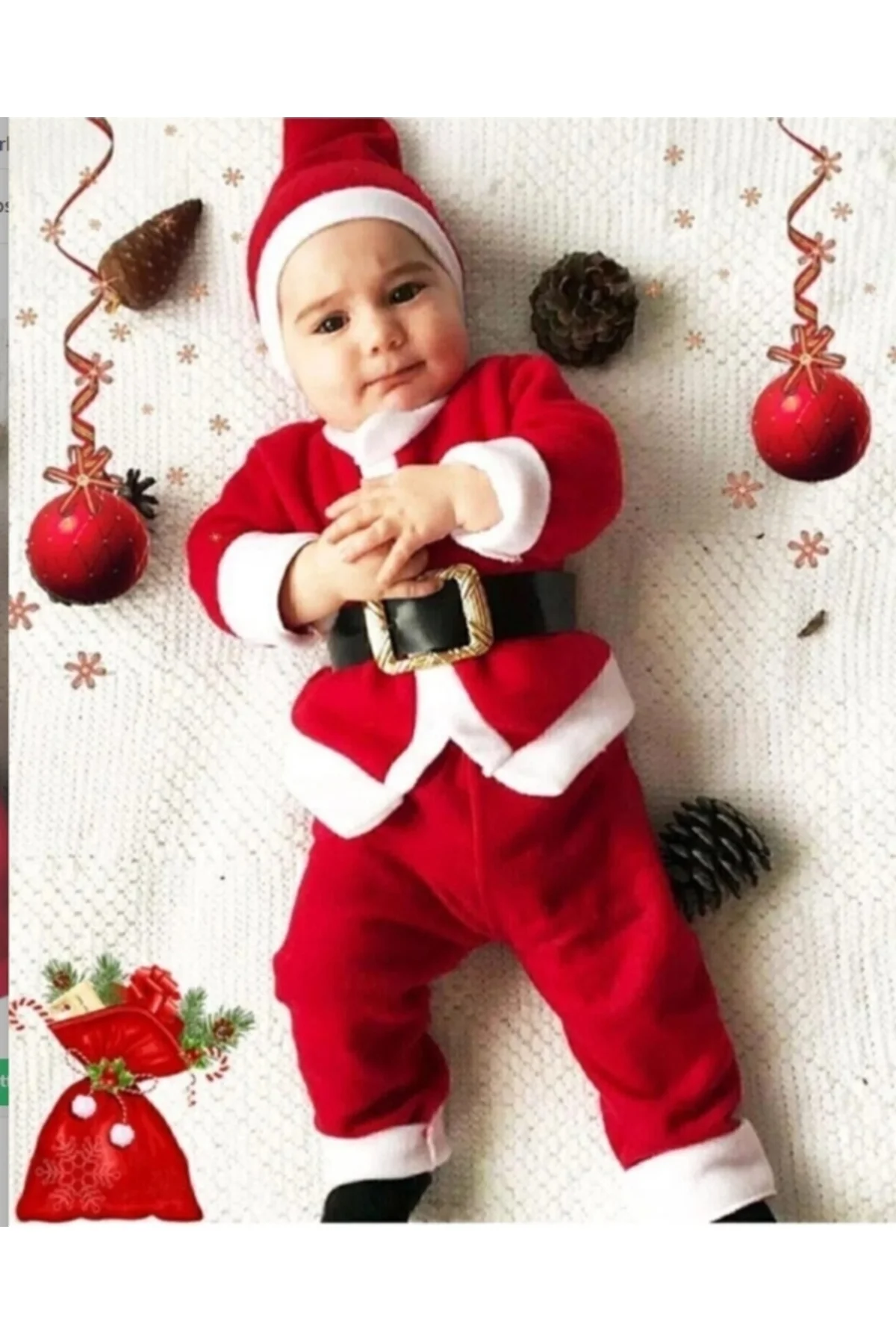 Pembecin Erkek Çocuk Noel Baba Kostümü Noel Kıyafeti Yılbaşı Yeni Yıl Hediyesi - PEMBECİN Görsel 3