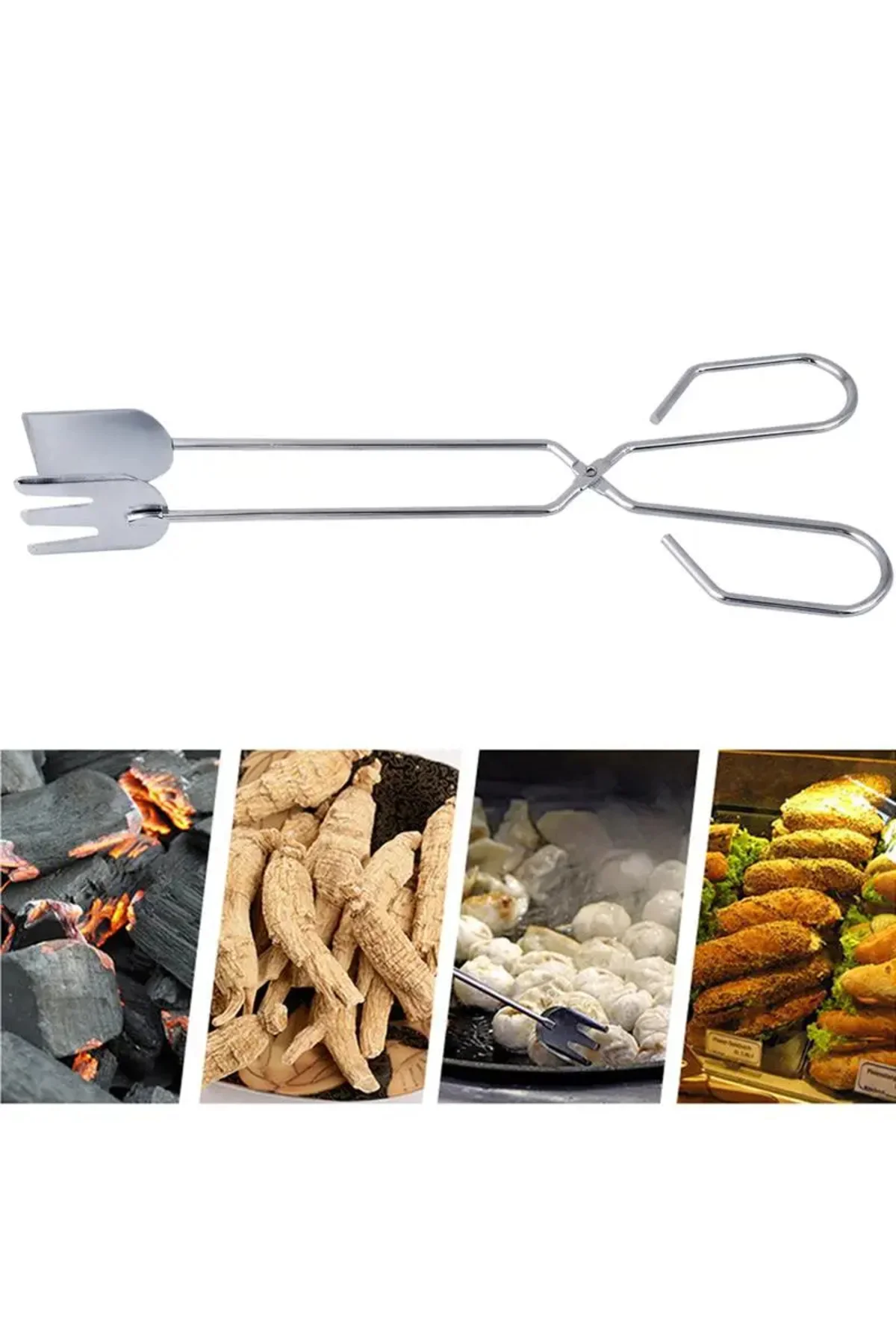 Paslanmaz Çelik Izgara Gıda Maşası Barbekü Aksesuarları Taşınabilir Maşa - pazariz Görsel 4