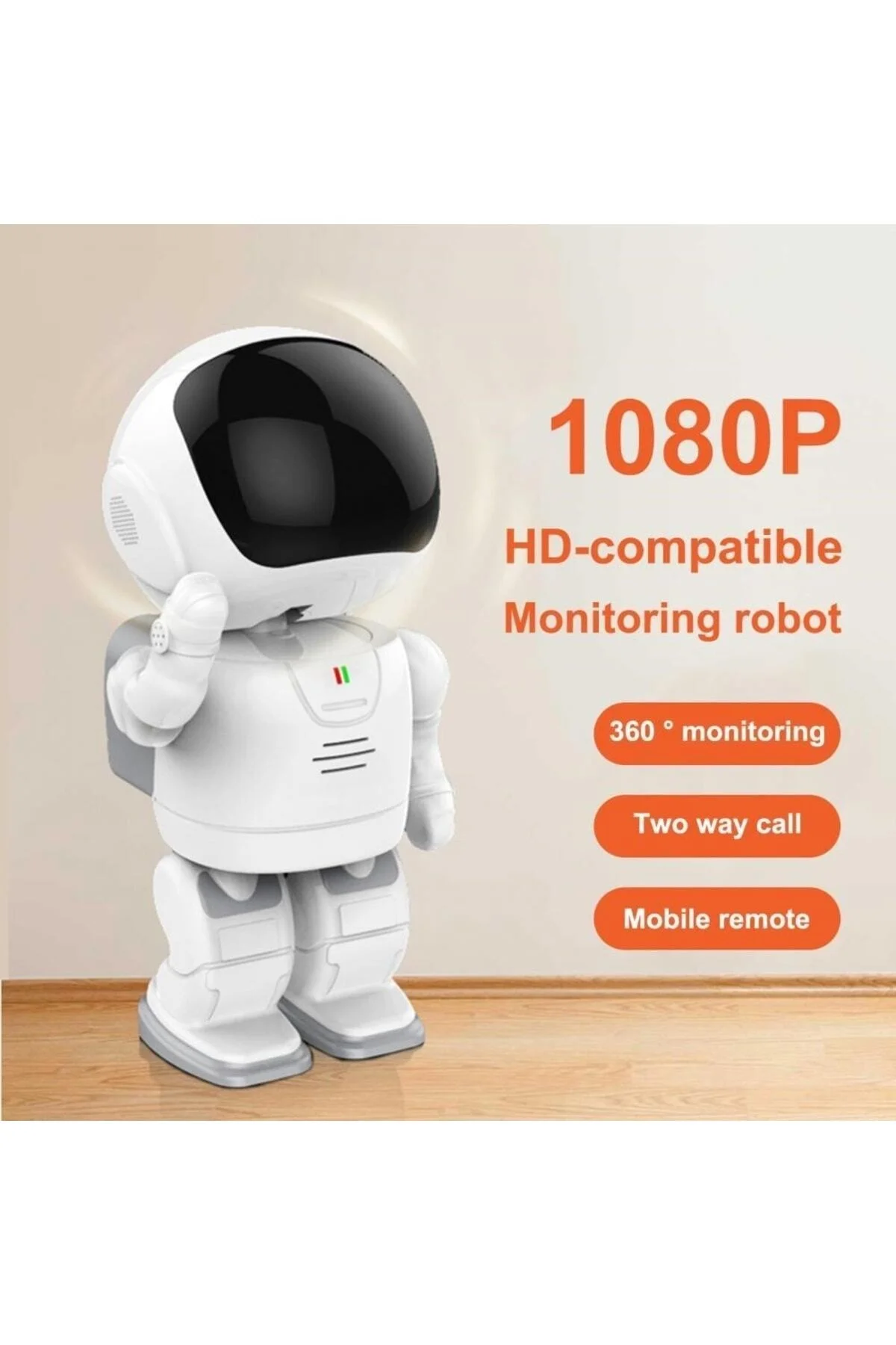 1080p Astronot Robot Görünümlü Intercomlu Wifi Ip Güvenlik Kamerası Kablosuz Gece Görüşlü