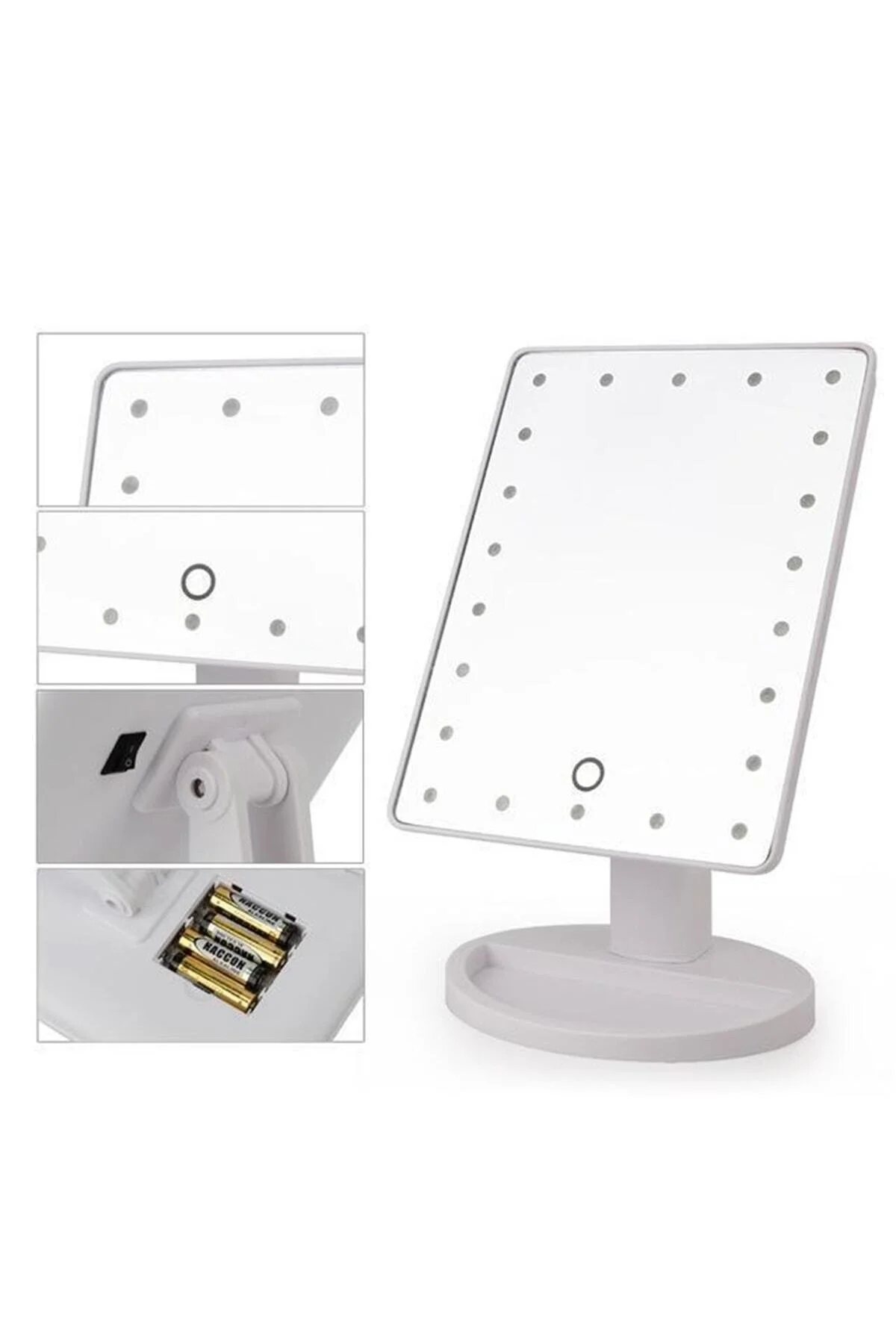 ® 22 Ledli 360 Derece Dönebilen Led Işıklı Masaüstü Makyaj Aynası - HomeCare Görsel 2