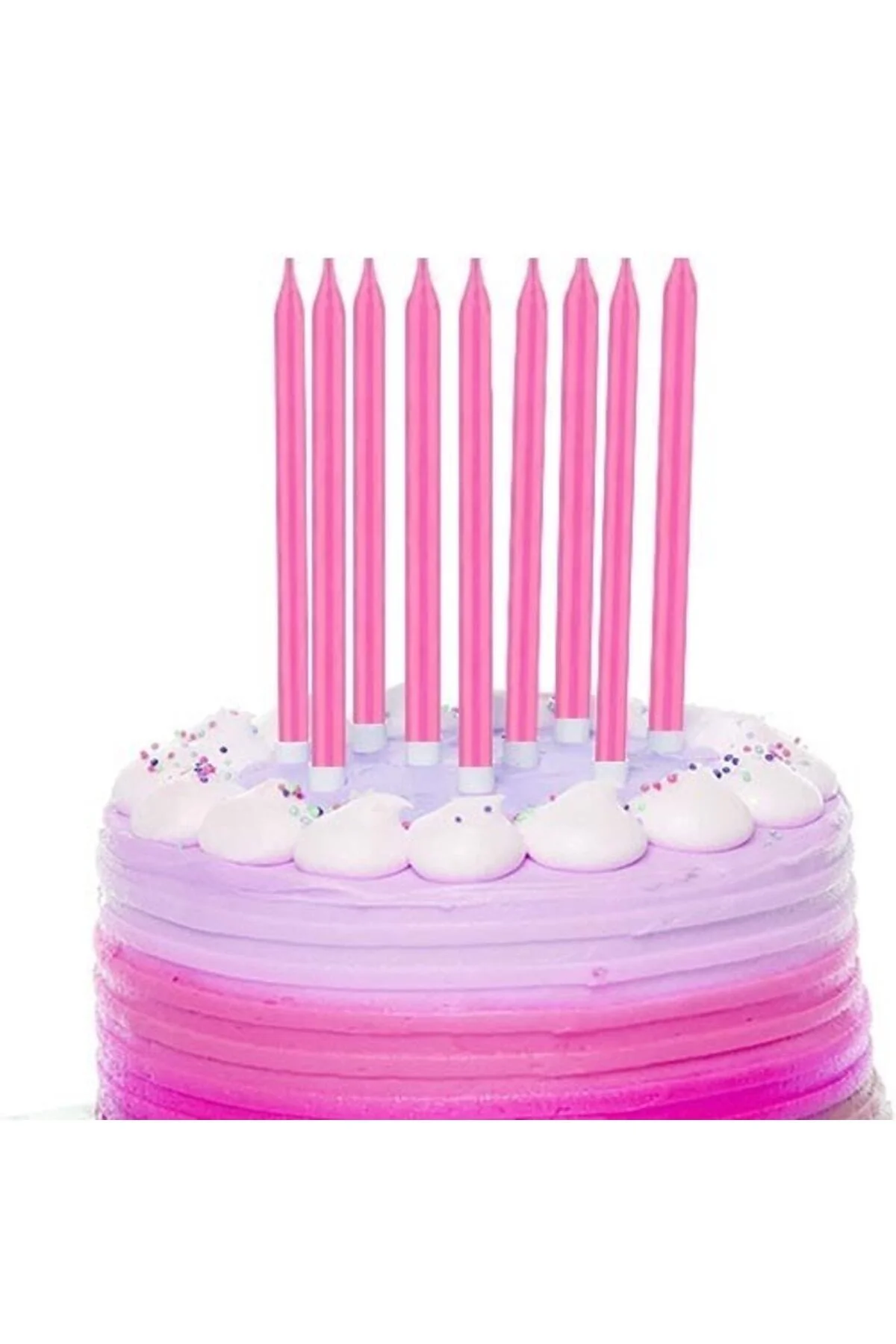 Pembe Çubuk Mum 7 Adet 21 Cm