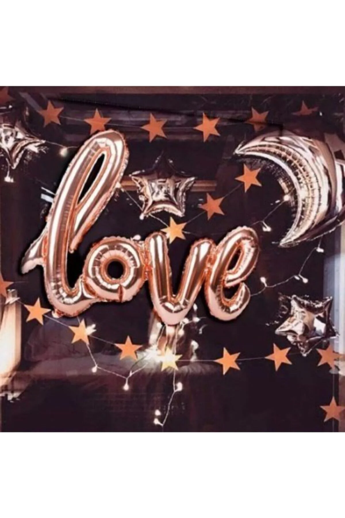 Sevgililer Günü Gül Kurusu Love Yazılı Folyo Balon - parti Görsel 2