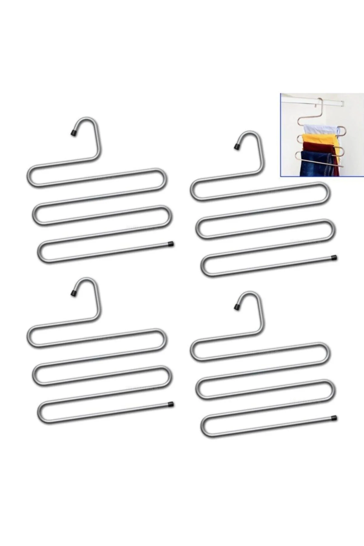 Gri Metal Pantolon Askısı 4lü