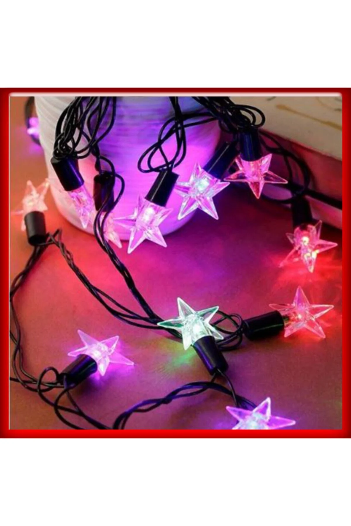 5 Metre 28 Yıldız Led /rgb /çakarlı/ Siyah Kablo / Yılbaşı Süsü