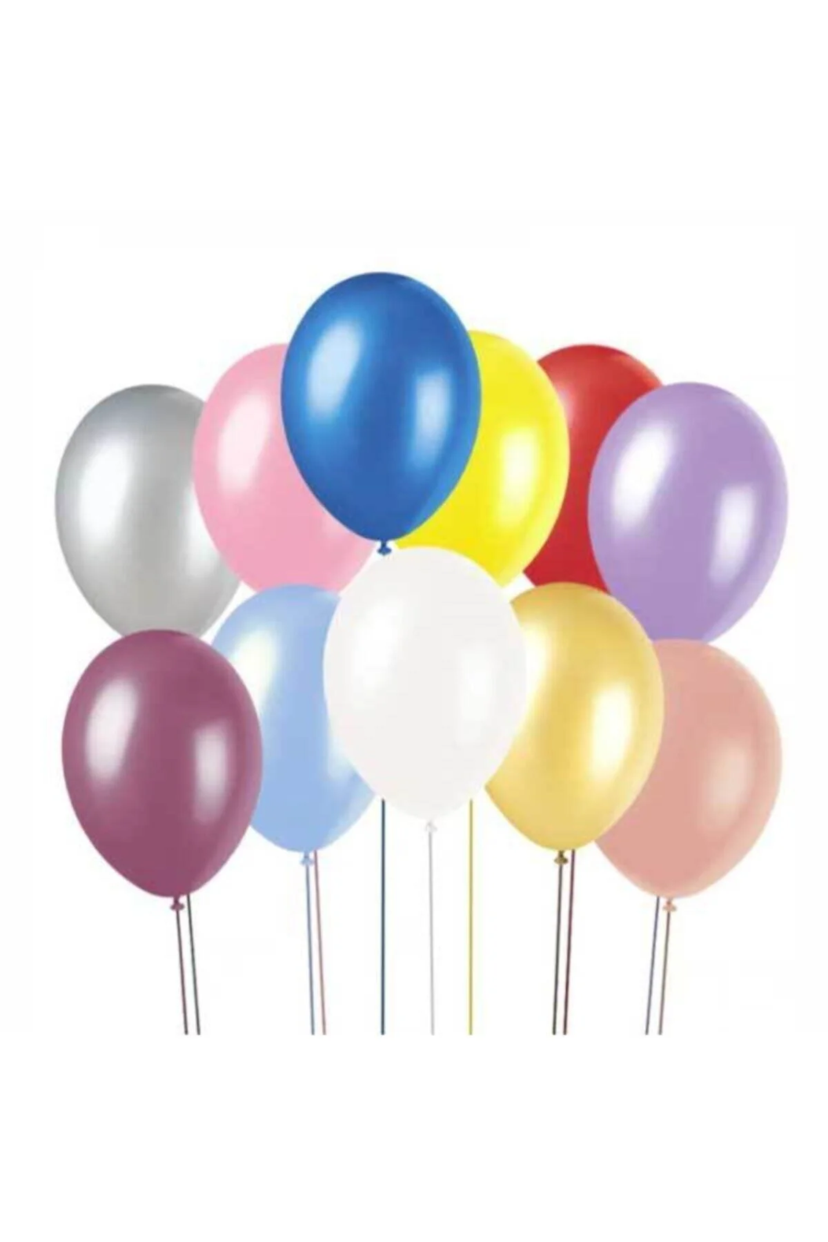 Karışık Renk Metalik Balon 20 Adet