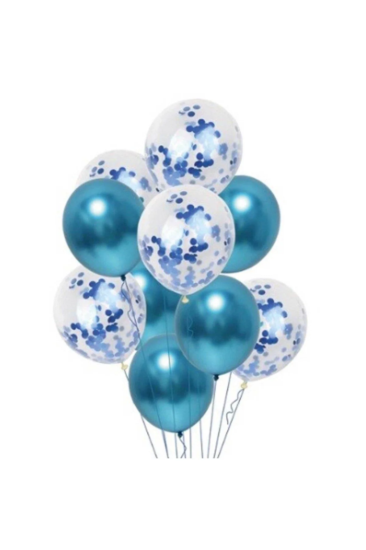 Mavi Krom Konfetili Balon