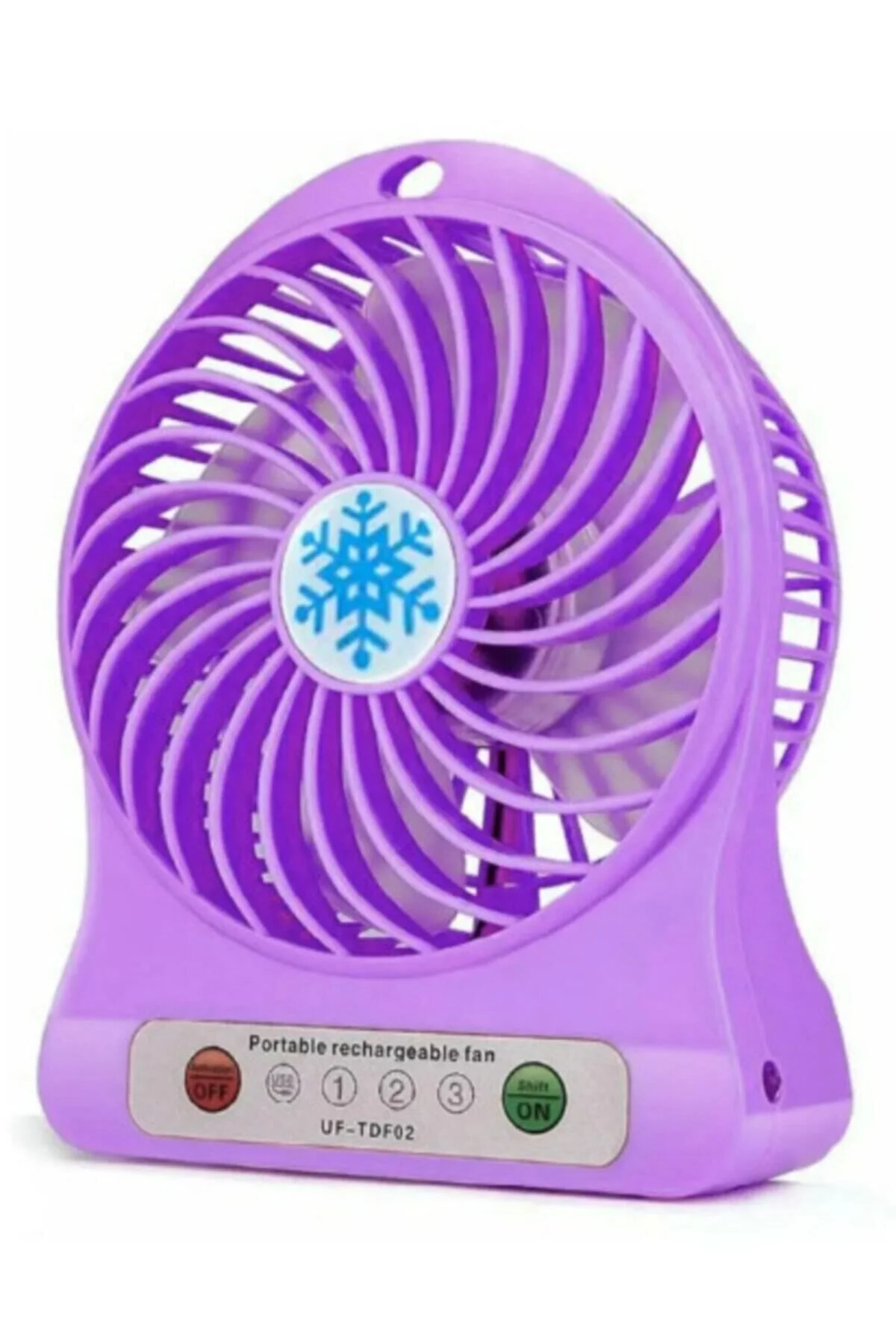 Taşınabilir 3 Kademeli Usb Girişli Şarjlı + Pil Mini El Fanlı Vantilatör Fan -mor