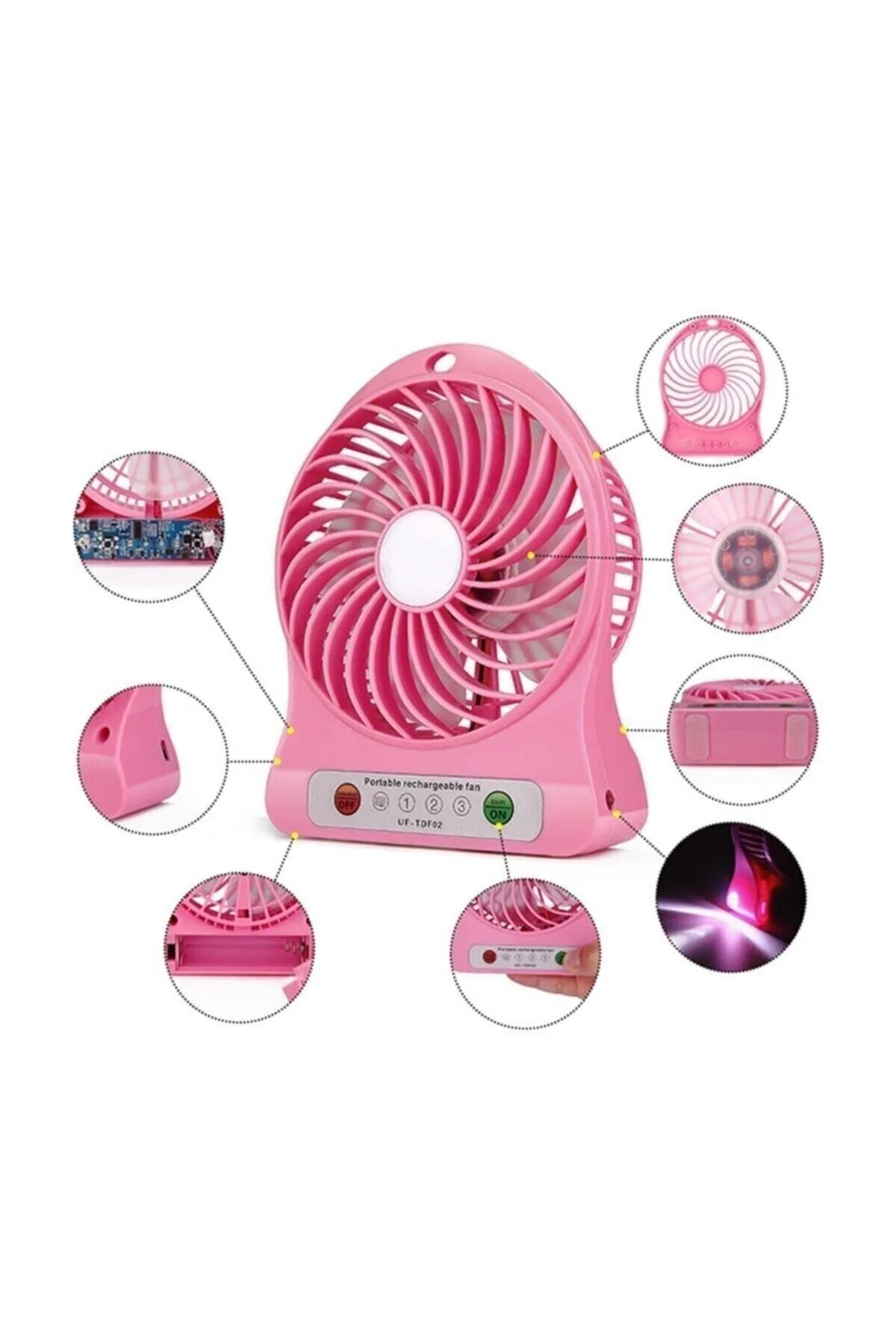 3 Kademeli Şarjlı Masa Üstü Usb Mini Taşınabilir Vantilatör Fan
